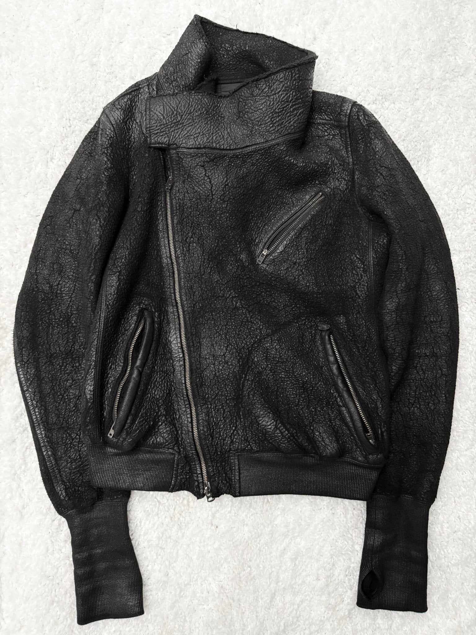 L.G.B NightHawk Asymetrical Cracked Waxed Jacket - wintexarchive