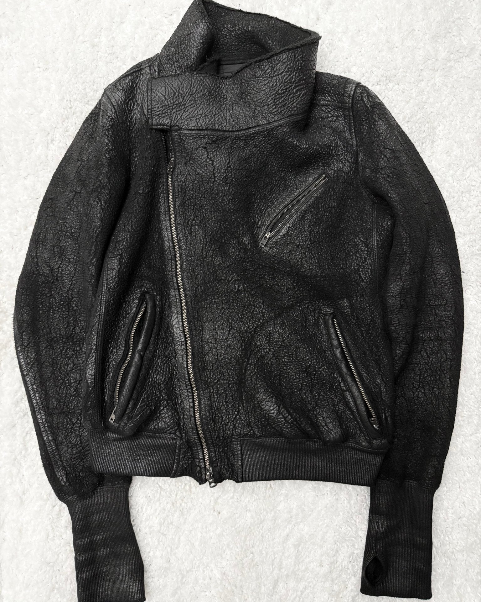 L.G.B NightHawk Asymetrical Cracked Waxed Jacket - wintexarchive