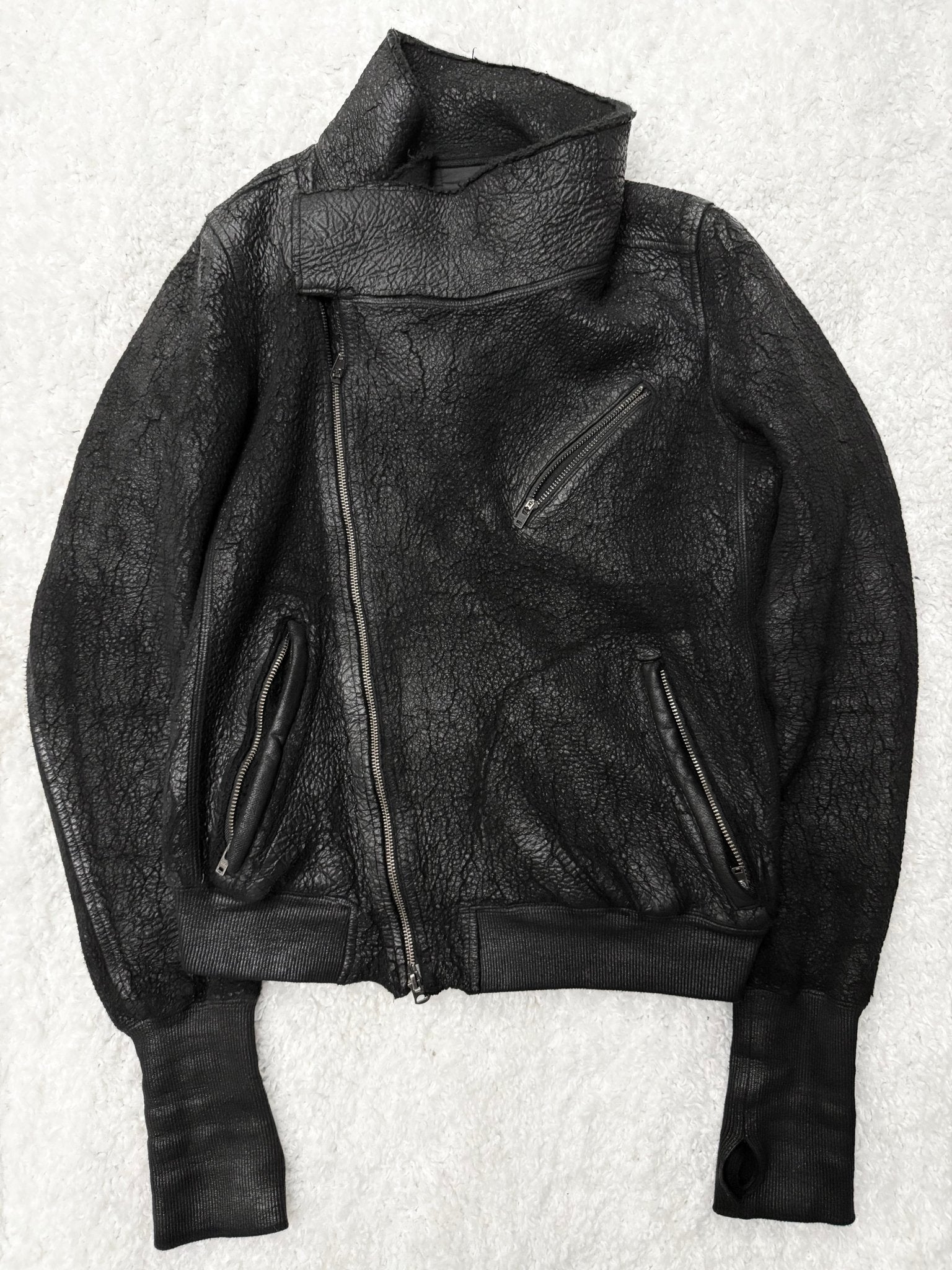 L.G.B NightHawk Asymetrical Cracked Waxed Jacket - wintexarchive