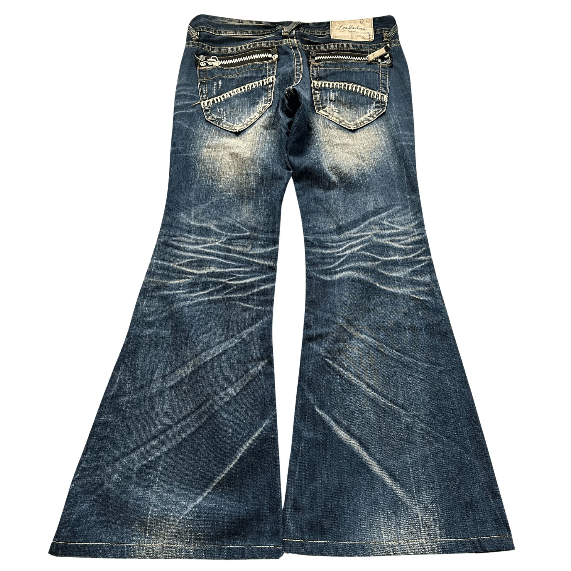 Lolita whiskers washed flared denim - wintexarchive