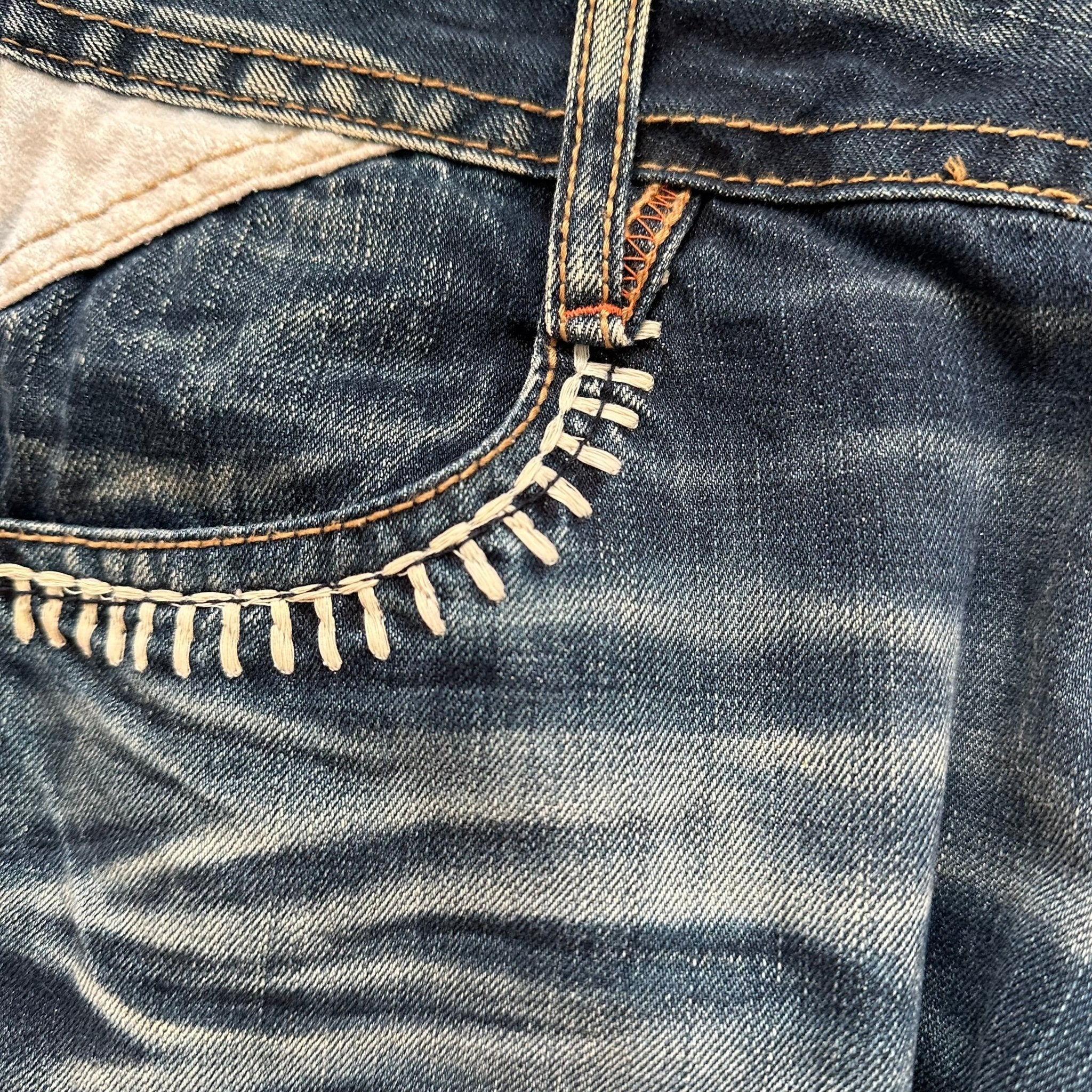 Lolita whiskers washed flared denim - wintexarchive