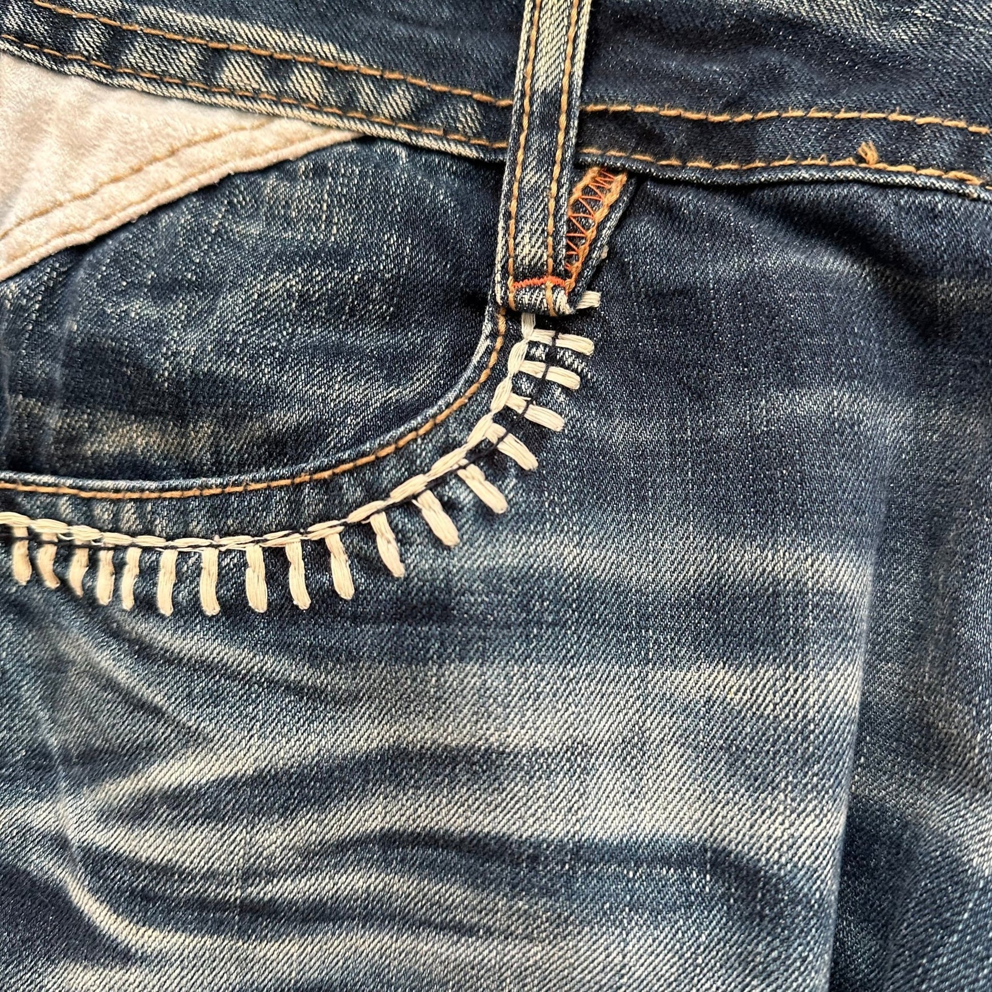 Lolita whiskers washed flared denim - wintexarchive