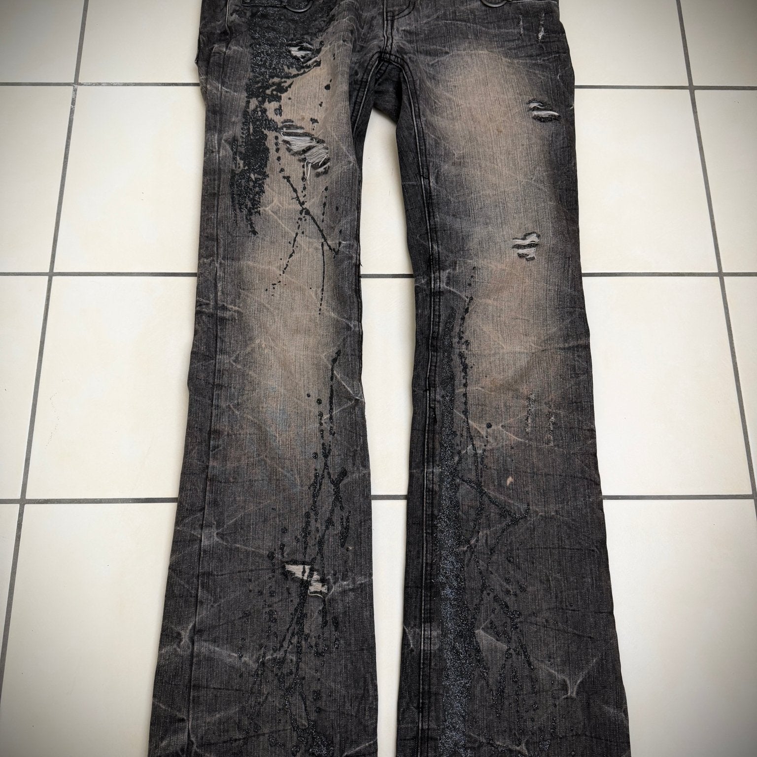 Lowbox Metal Rings Waxed Bootcut Pants - wintexarchive