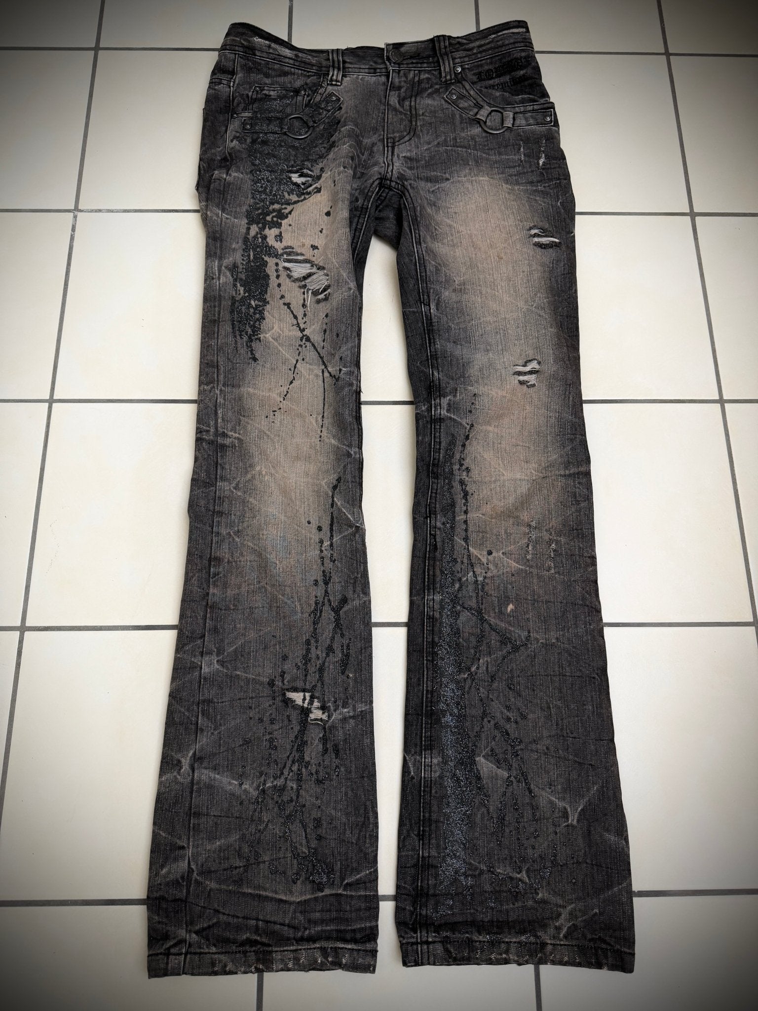 Lowbox Metal Rings Waxed Bootcut Pants - wintexarchive