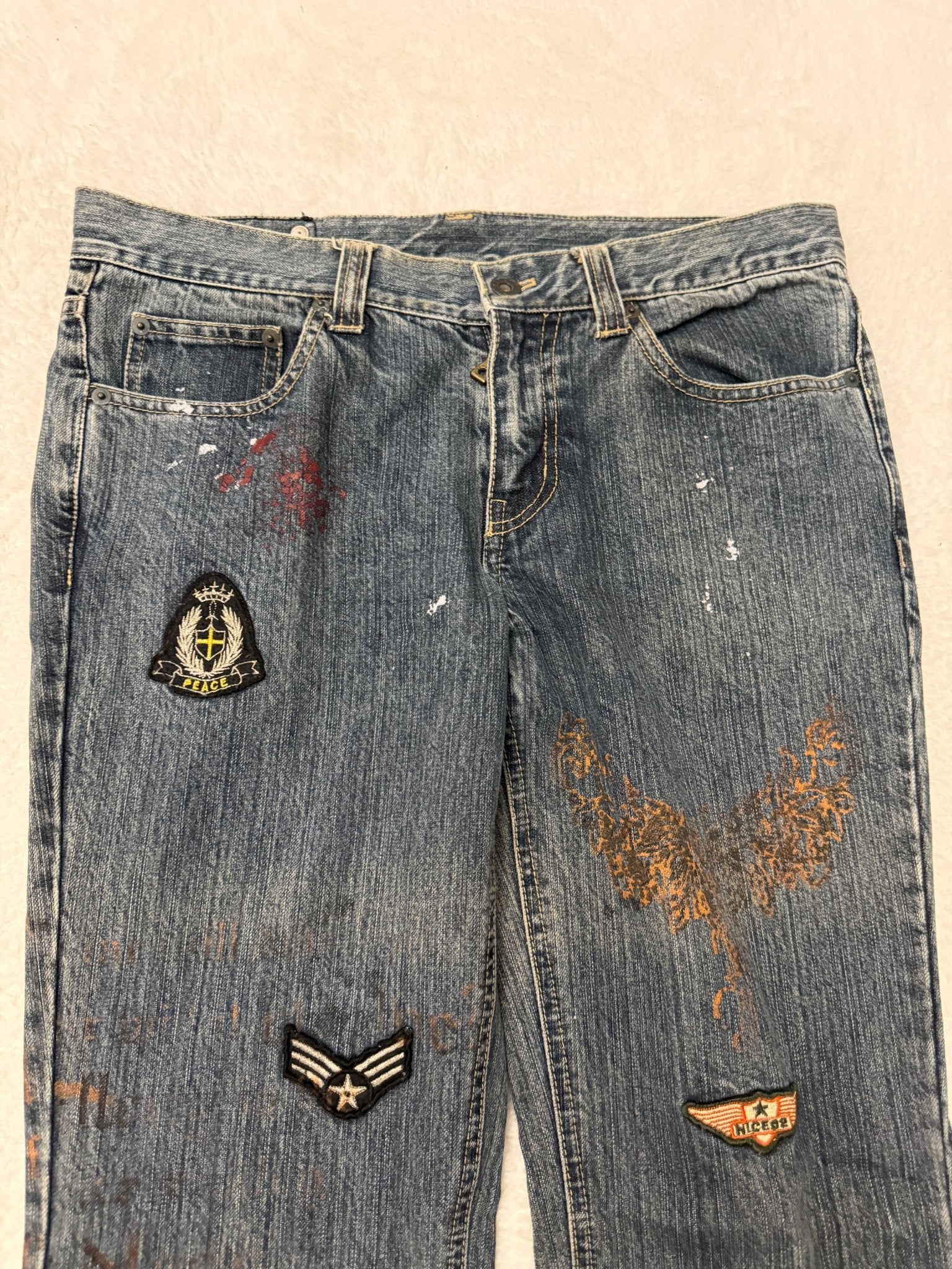 Nicole Club Splattered Patch Flared Pants - wintexarchive