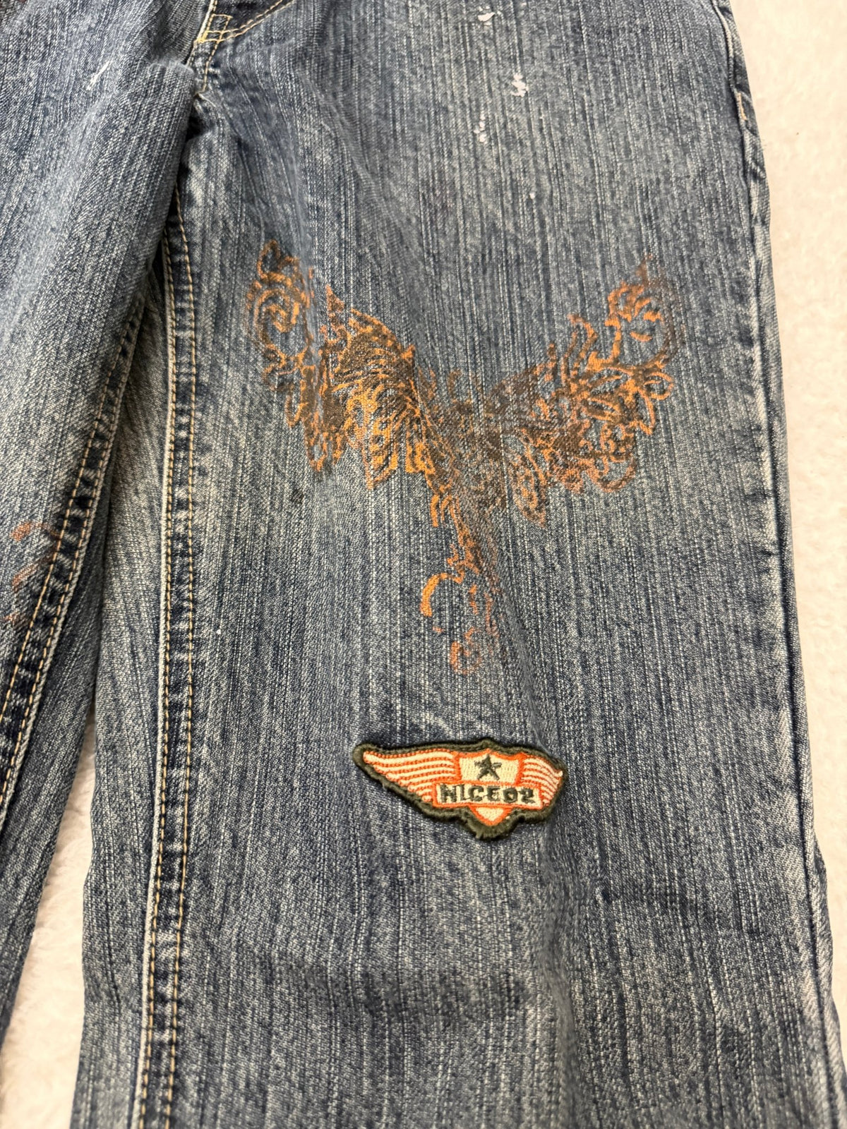 Nicole Club Splattered Patch Flared Pants - wintexarchive