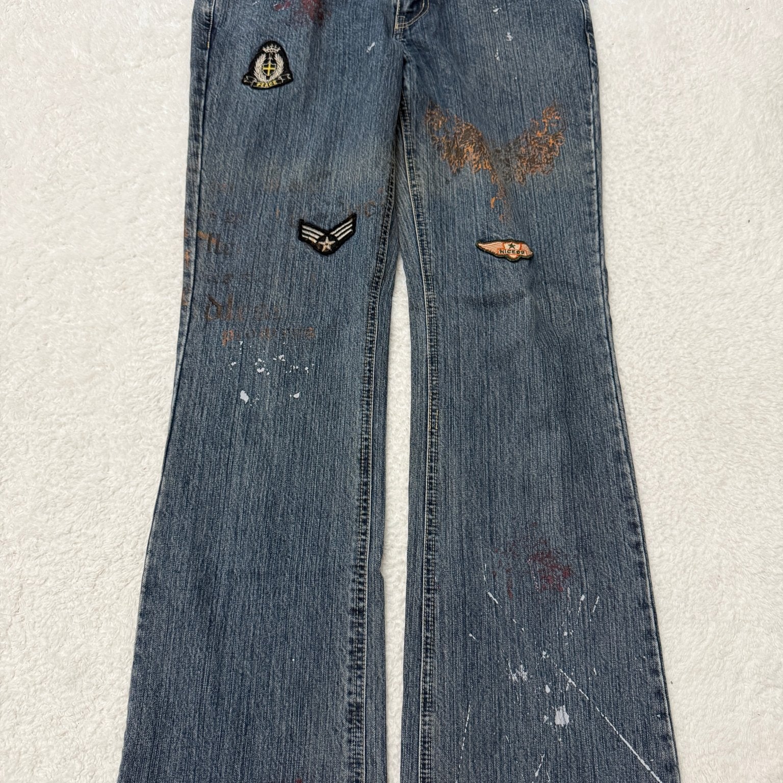 Nicole Club Splattered Patch Flared Pants - wintexarchive