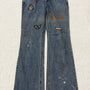Nicole Club Splattered Patch Flared Pants - wintexarchive