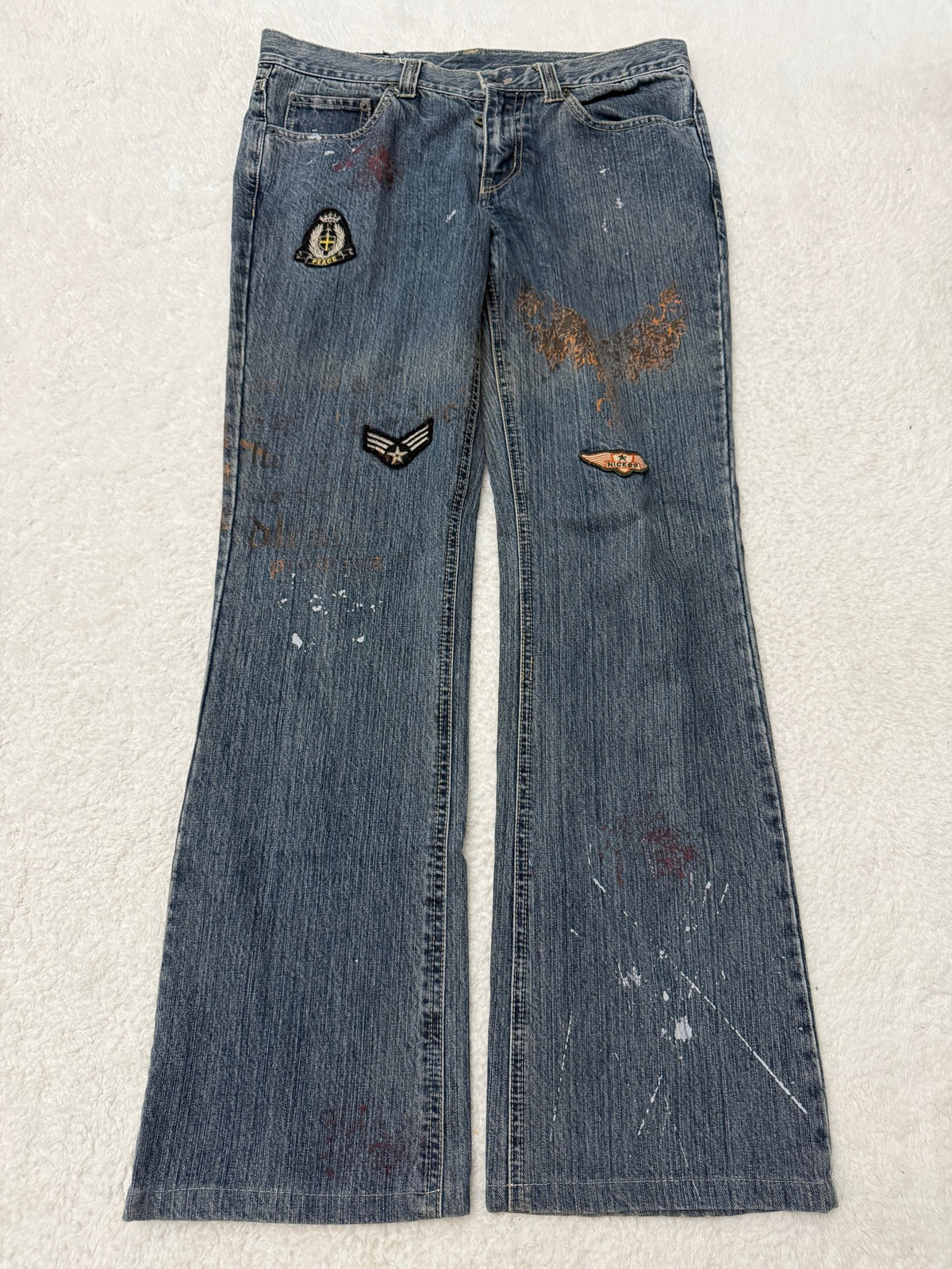 Nicole Club Splattered Patch Flared Pants - wintexarchive