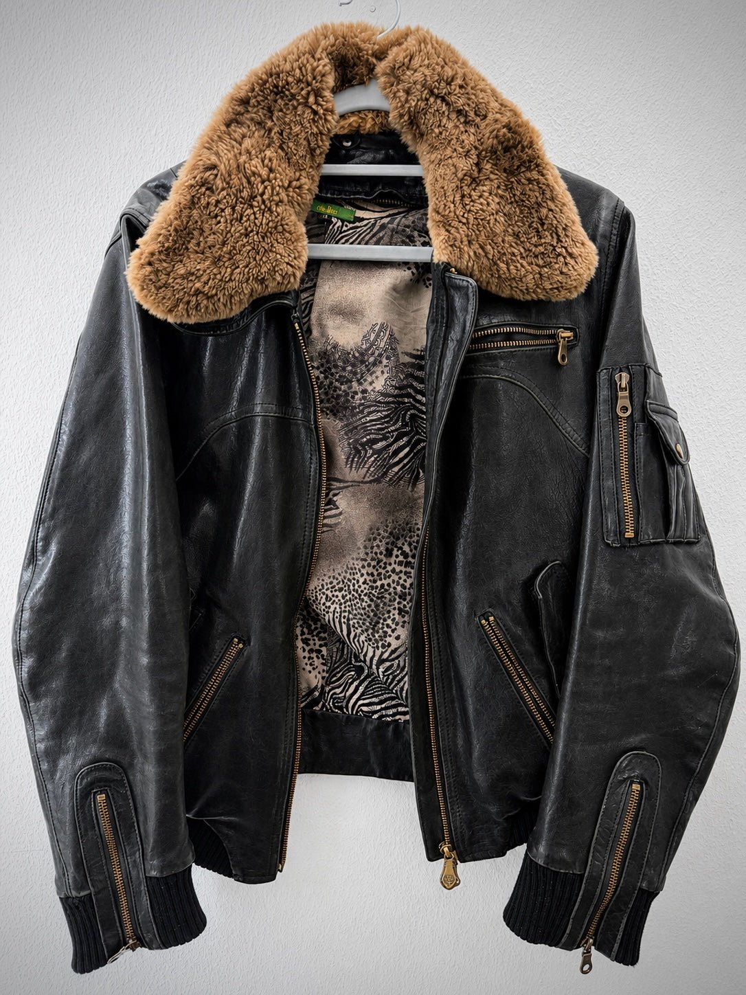 Obelisk Royal Flash Special Bomber Fur Leather Jacket - wintexarchive