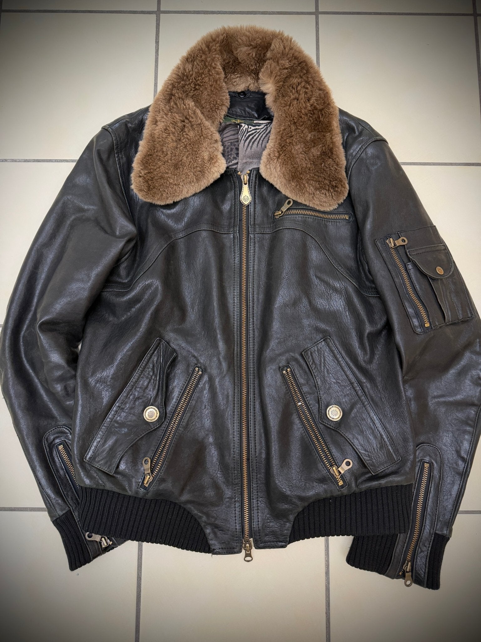 Obelisk Zebra Inline Fur Leather Jacket - wintexarchive