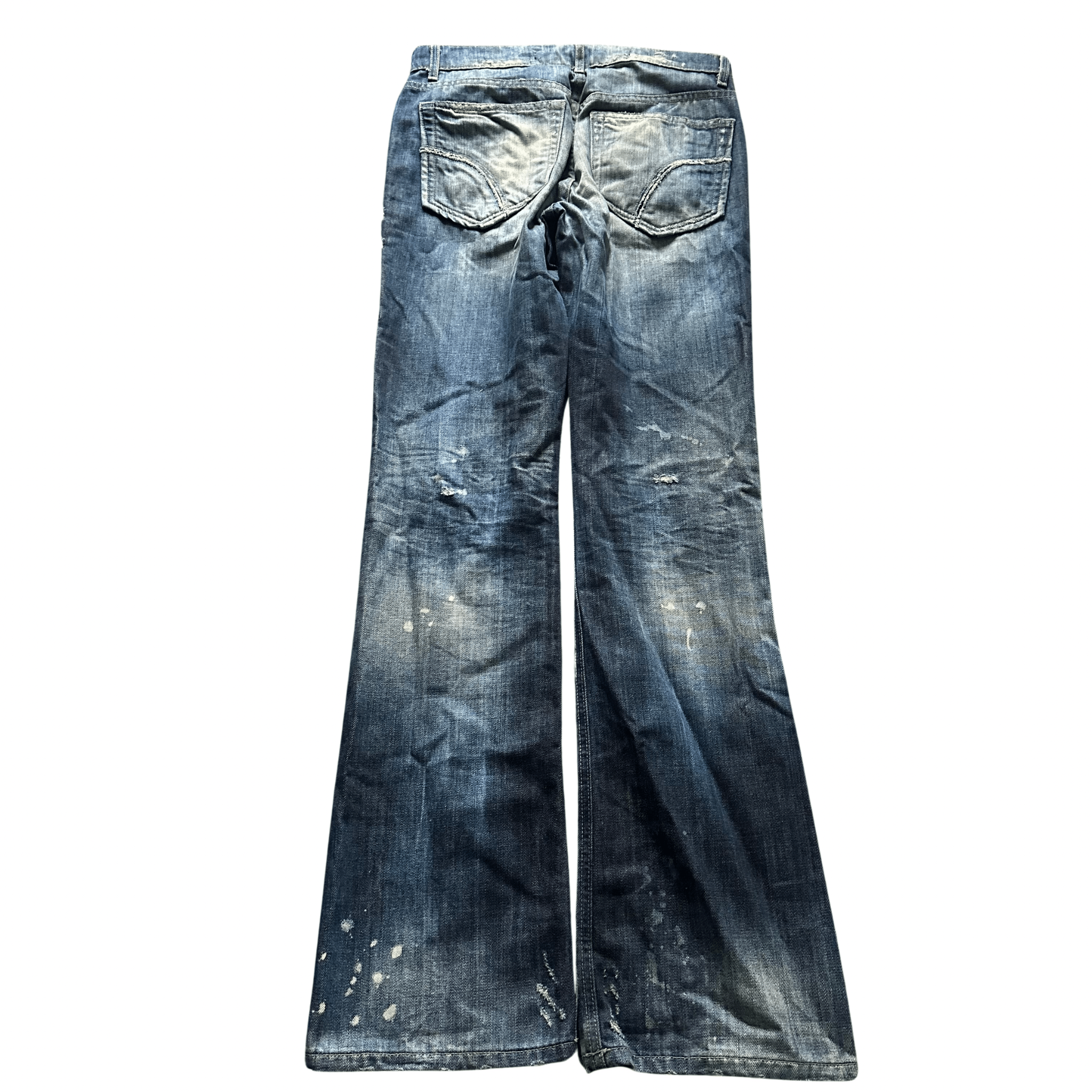painted & distressed bootcut pants - wintexarchive