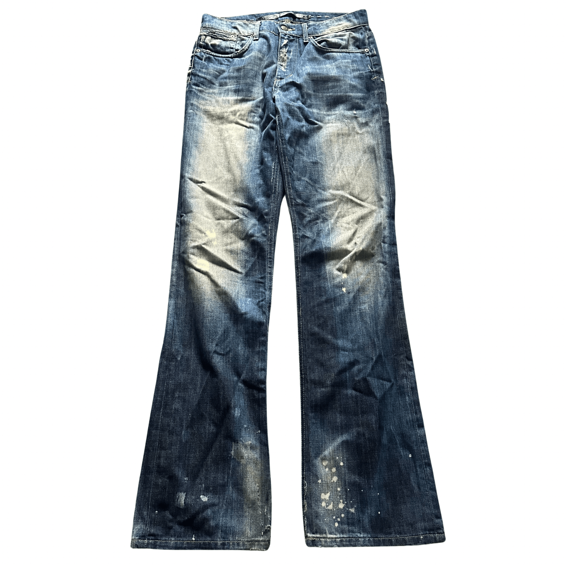 painted & distressed bootcut pants - wintexarchive