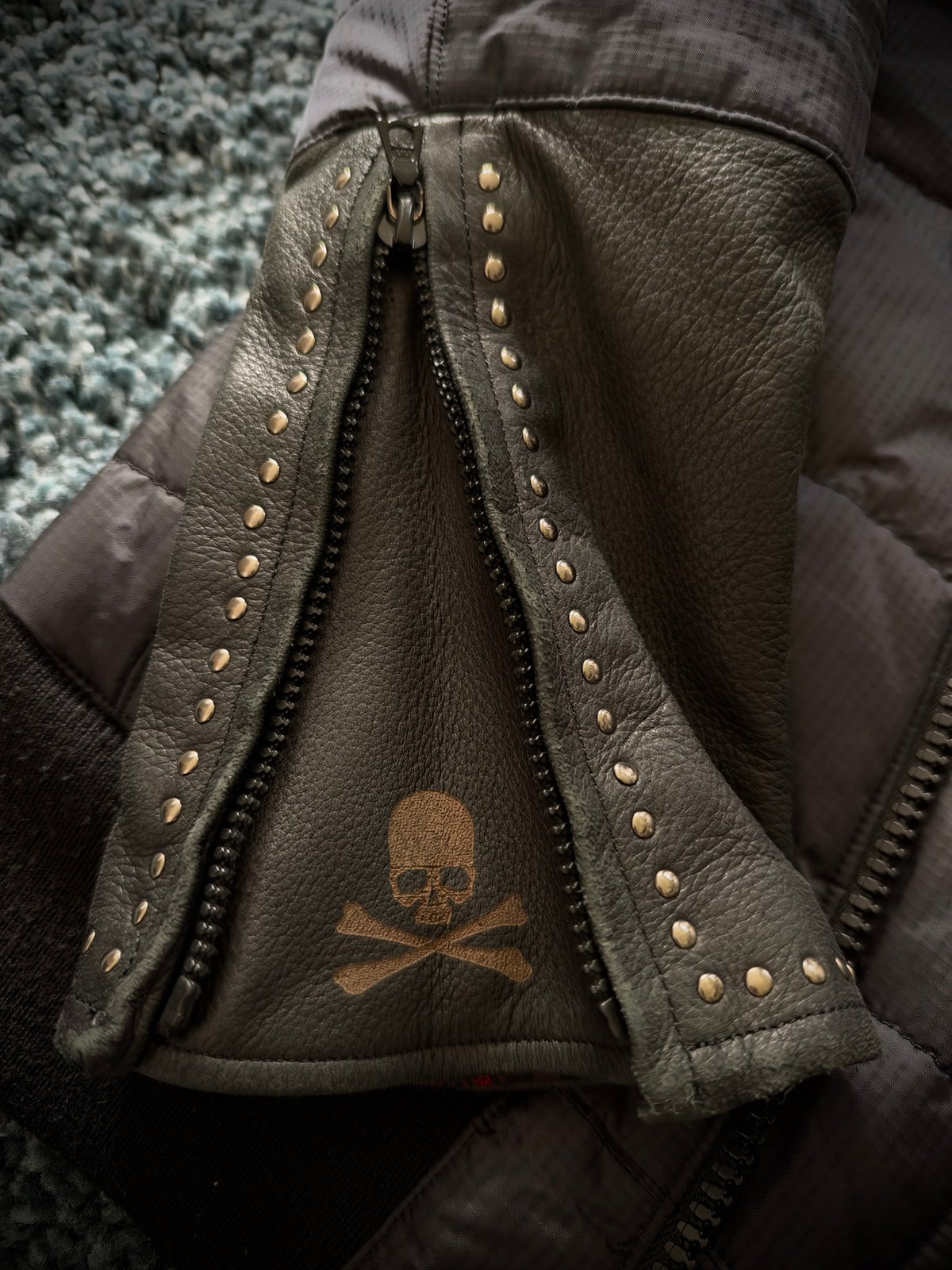 Roen Leopard Infusion Hybrid Leather Puffer Jacket - wintexarchive
