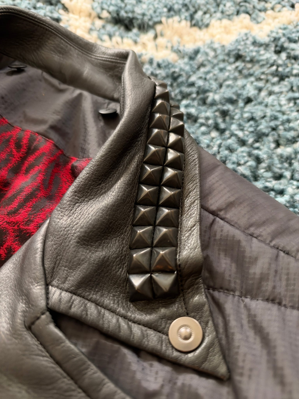 Roen Leopard Infusion Hybrid Leather Puffer Jacket - wintexarchive