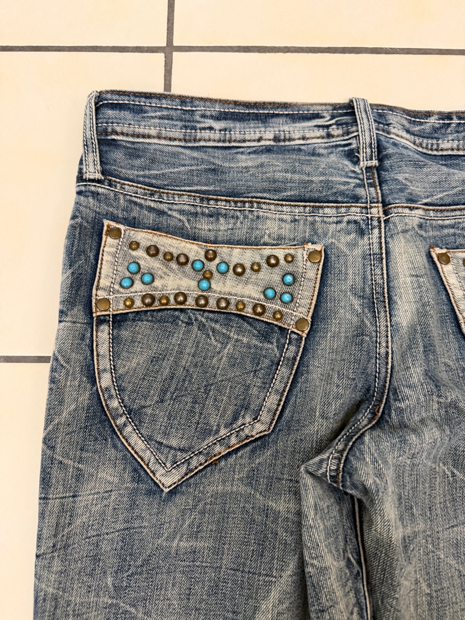 Semantic Design Spiral Studded Flared Pants - wintexarchive