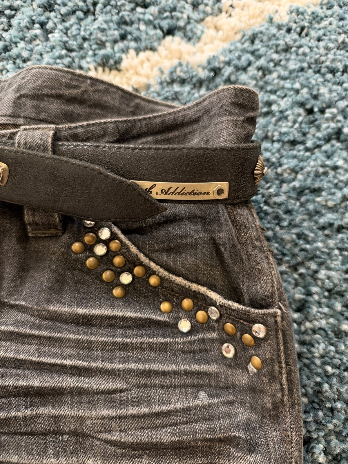 Semantic Design Studded Splattered Flared Denim - wintexarchive