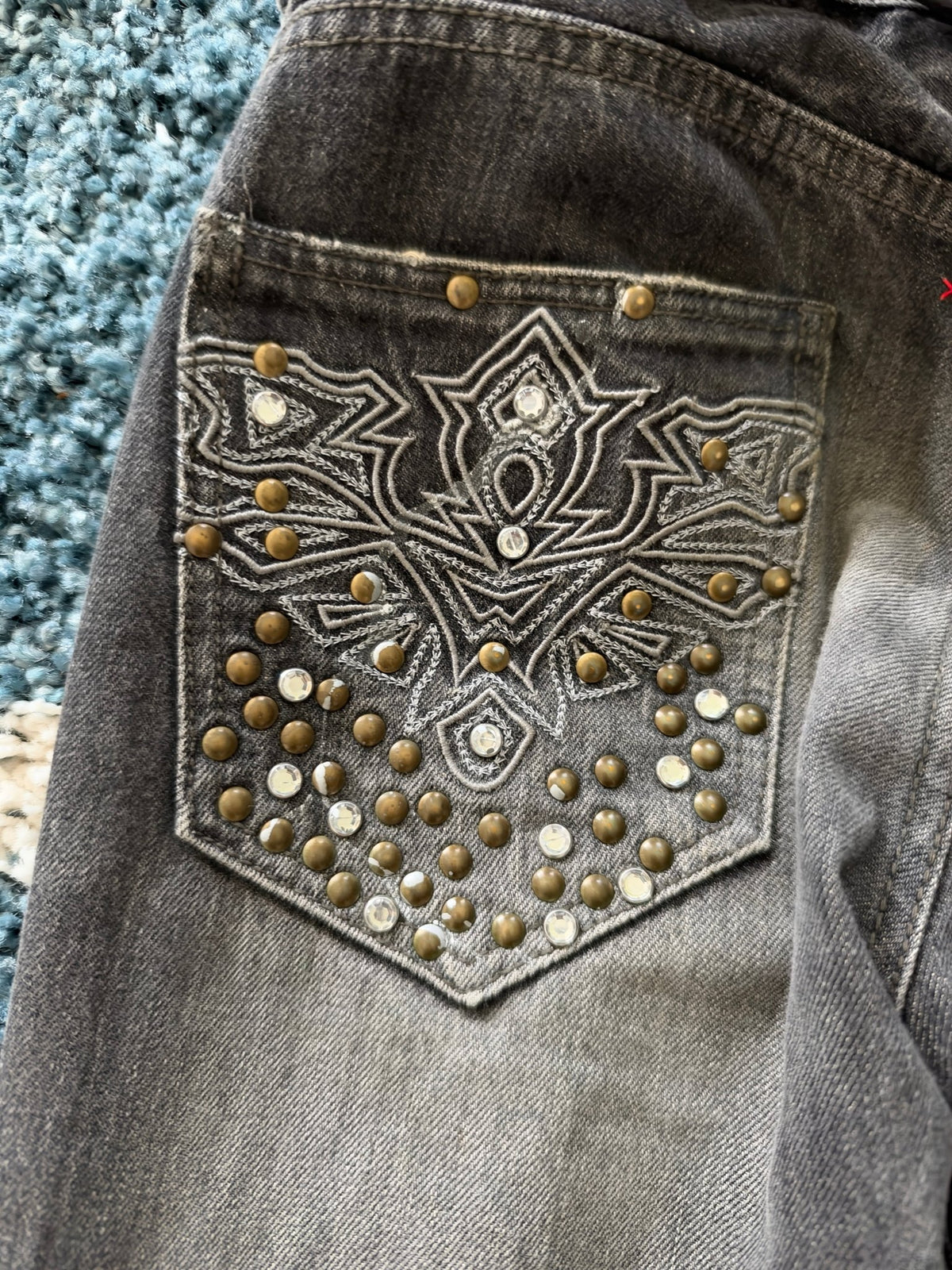 Semantic Design Studded Splattered Flared Denim - wintexarchive