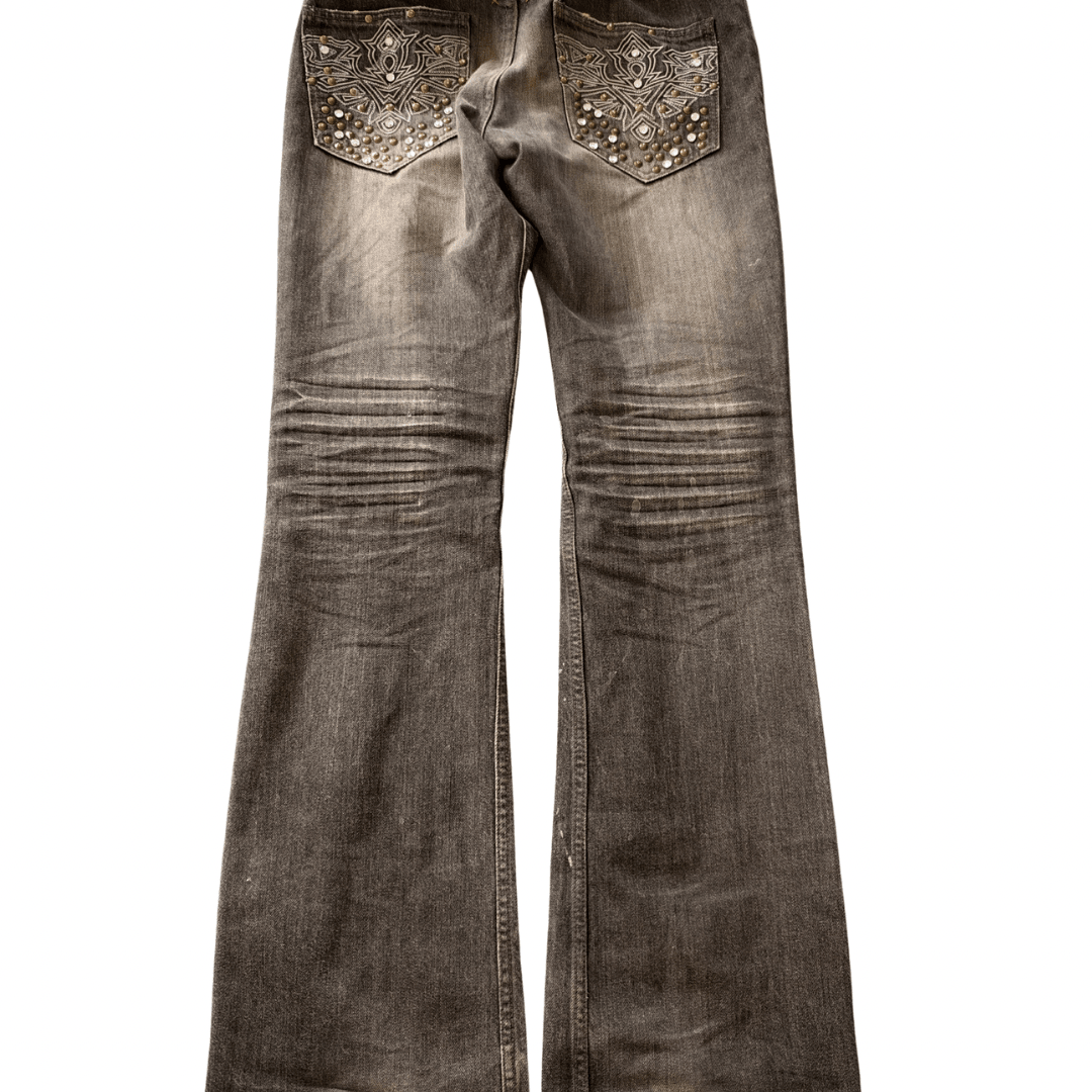 Semantic Design Studded Splattered Flared Denim - wintexarchive
