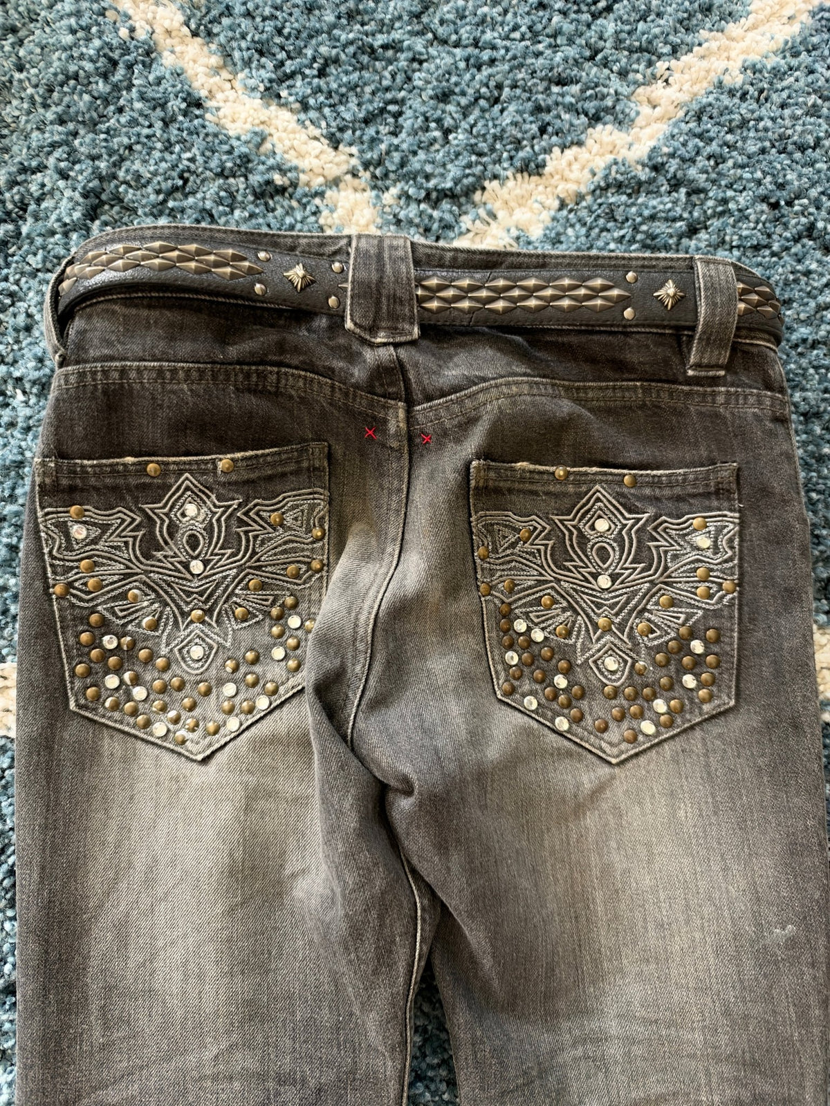 Semantic Design Studded Splattered Flared Denim - wintexarchive