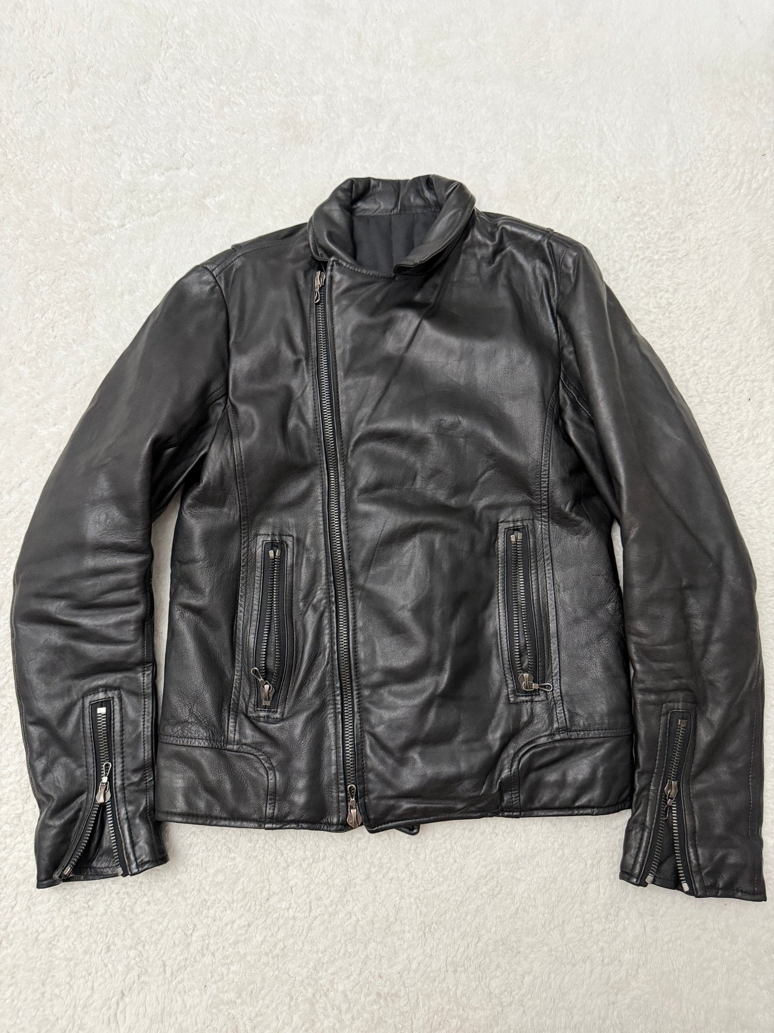 Shellac Asymmetrical Double Rider Leather Jacket - wintexarchive