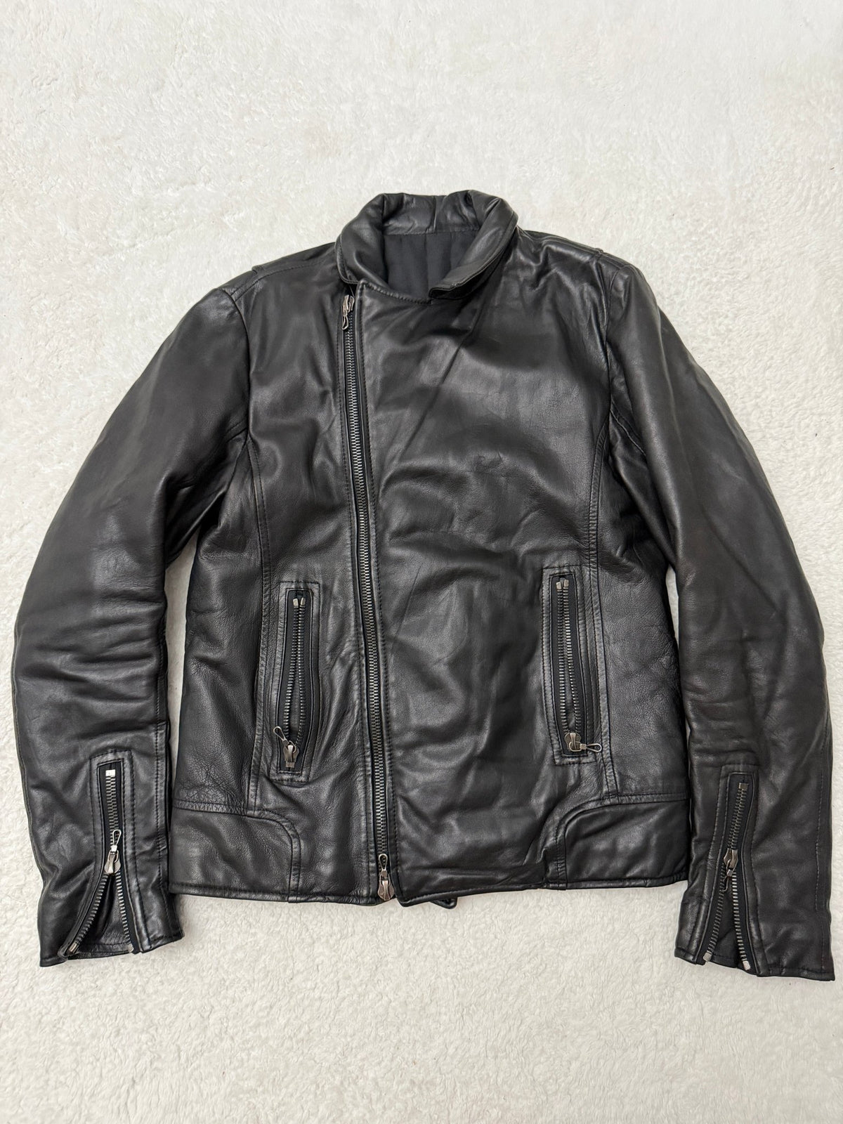 Shellac Asymmetrical Double Rider Leather Jacket - wintexarchive