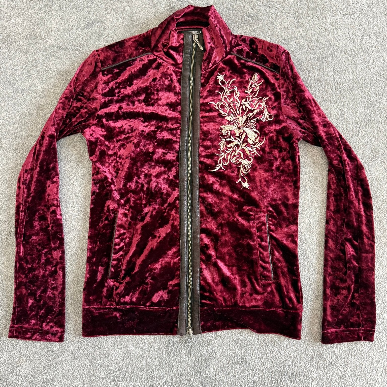 Tornado Mart 00‘s Tribal Embroidery Velour Track Jacket - wintexarchive