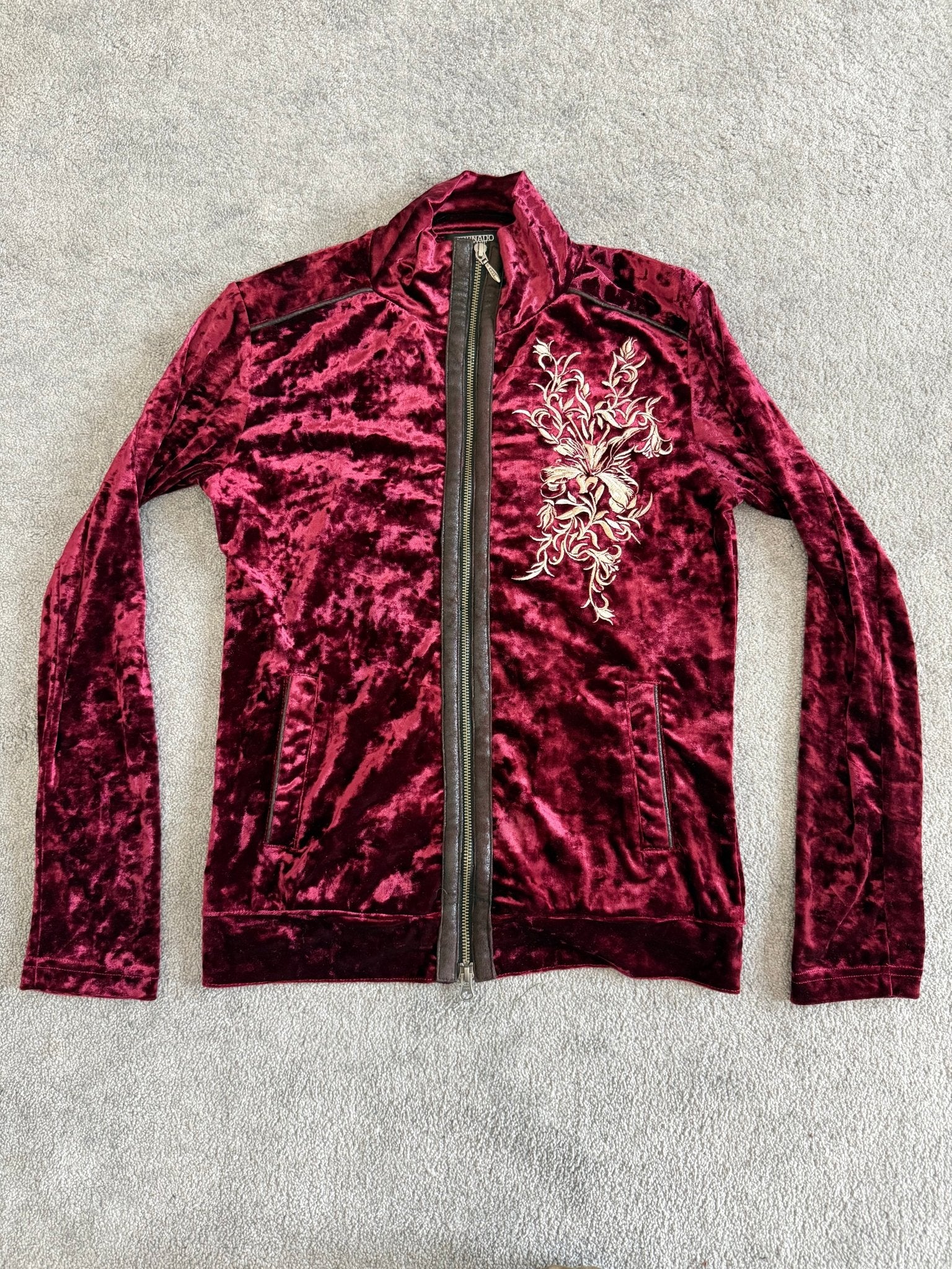 Tornado Mart 00‘s Tribal Embroidery Velour Track Jacket - wintexarchive