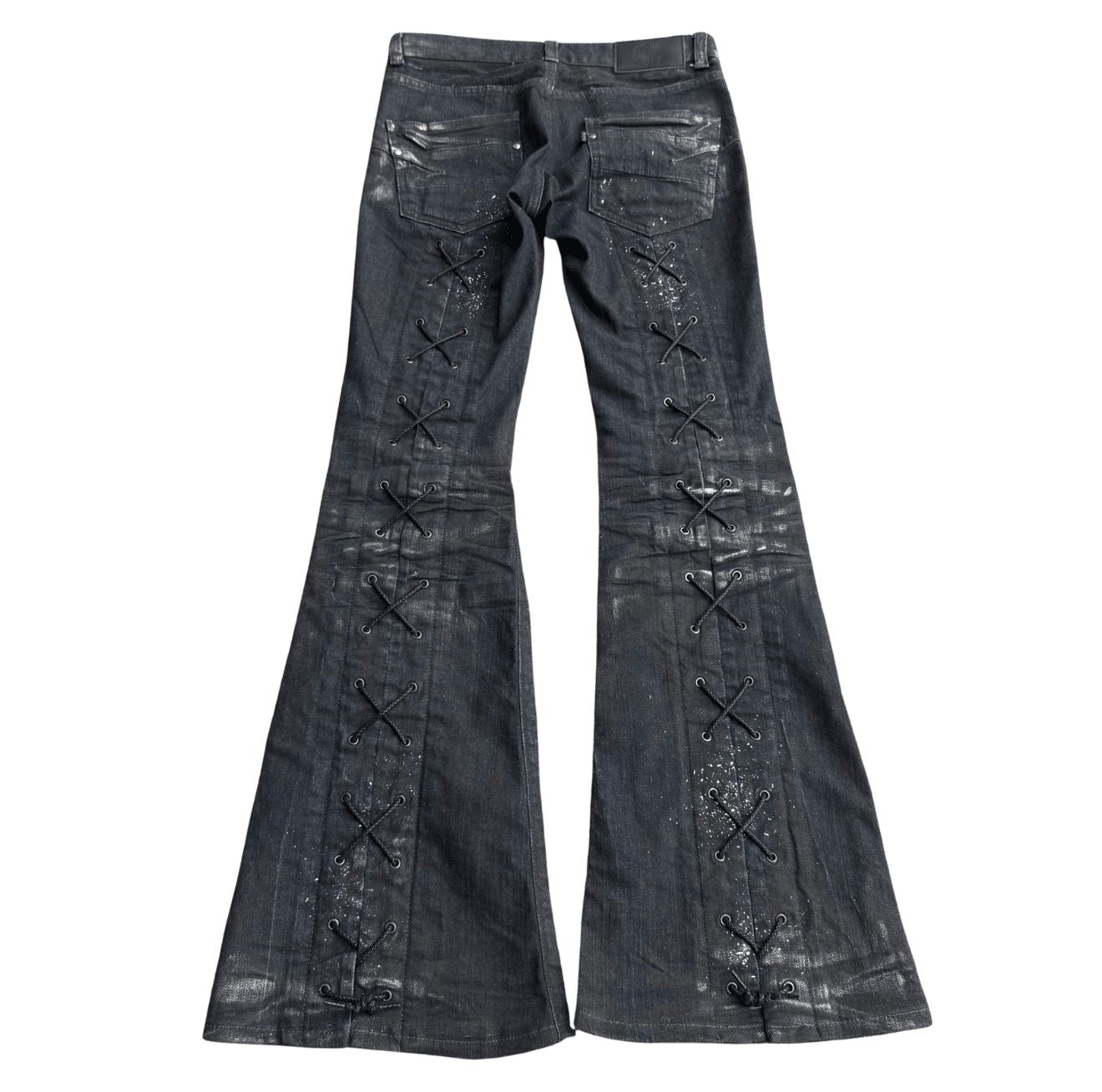 Tornado Mart Backlaced waxed flared denim - wintexarchive