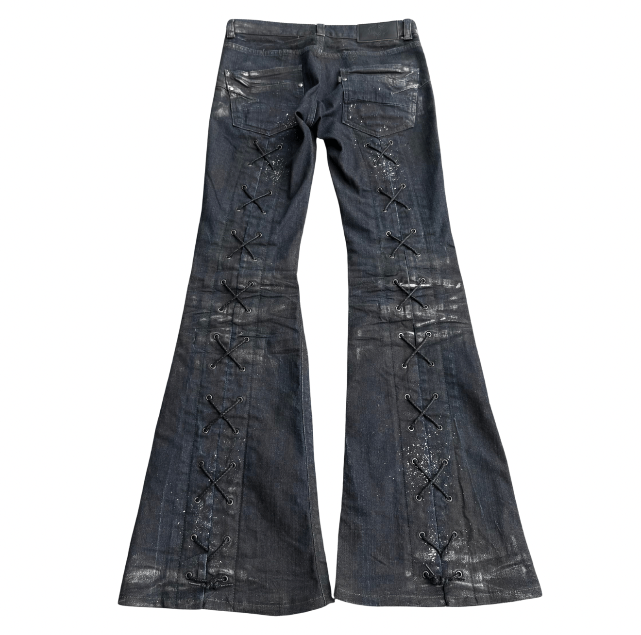 Tornado Mart Backlaced waxed flared denim - wintexarchive