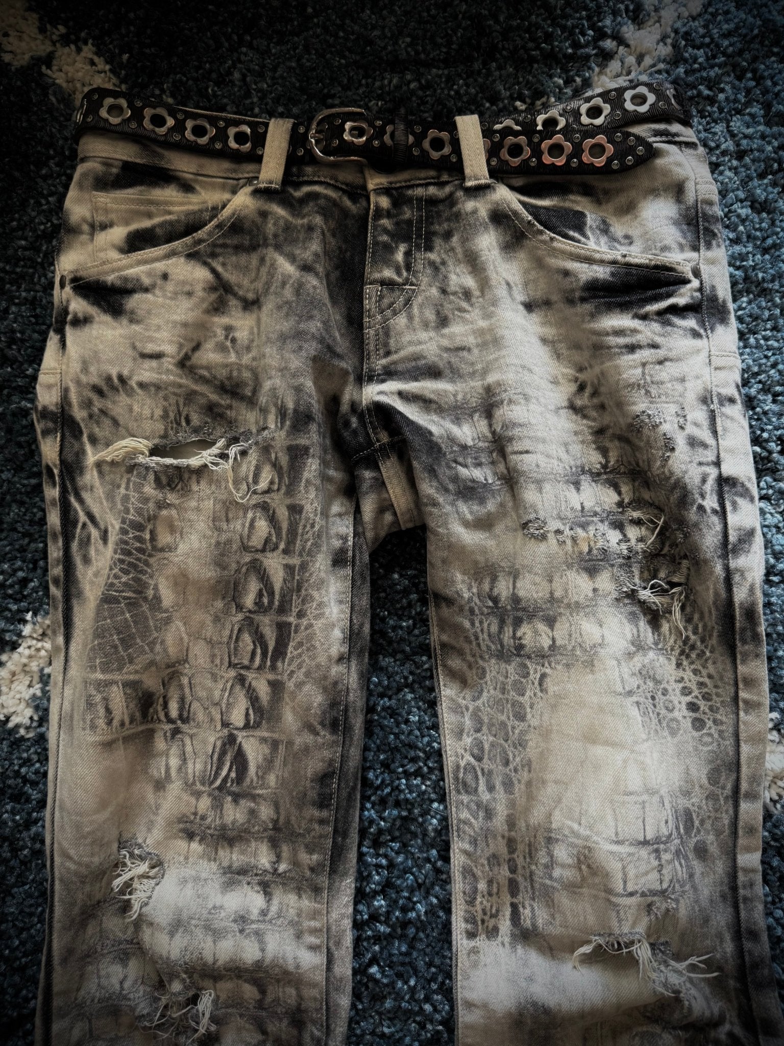 Tornado Mart Crocodile flared jeans - wintexarchive