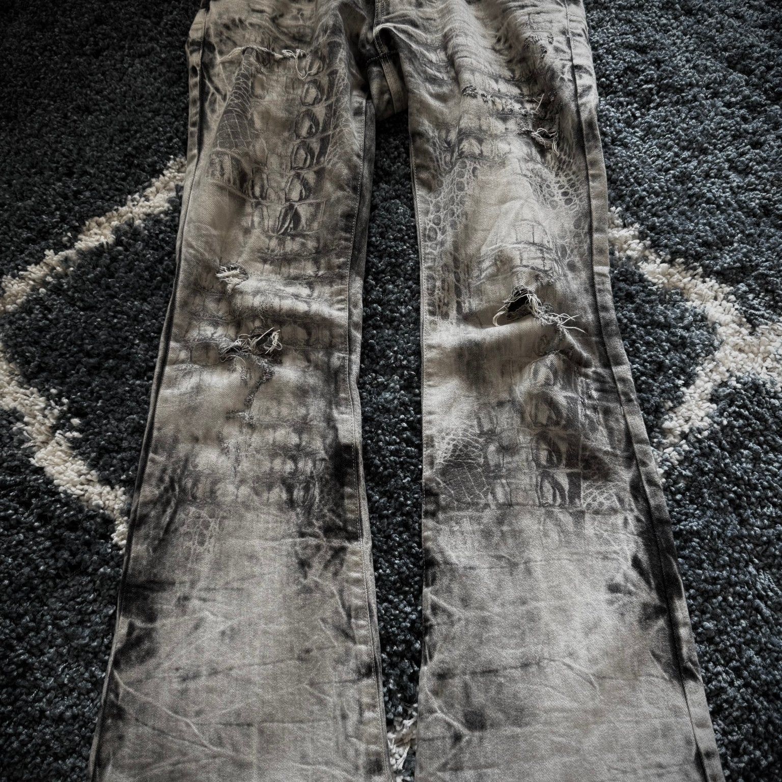 Tornado Mart Crocodile flared jeans - wintexarchive