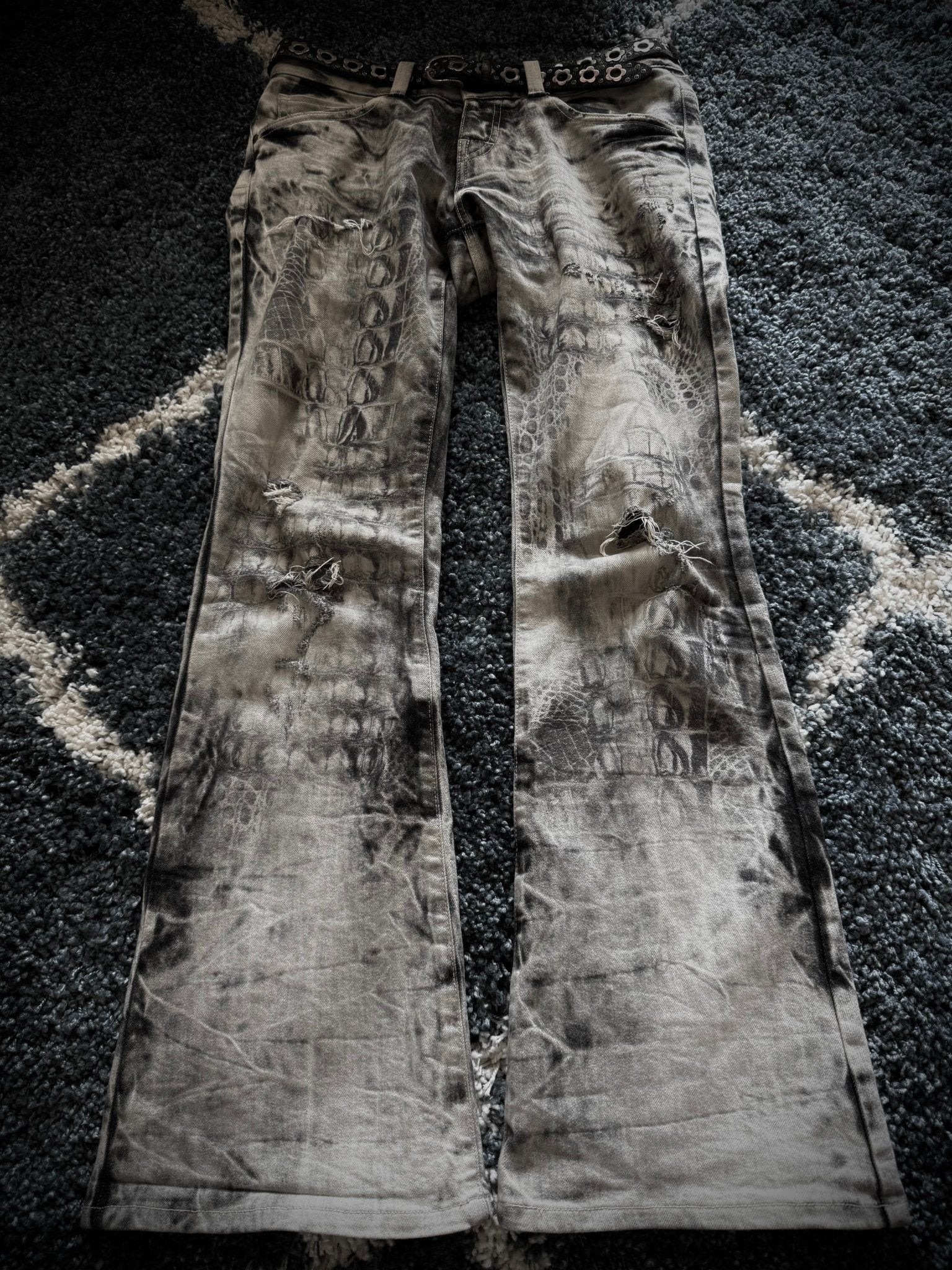 Tornado Mart Crocodile flared jeans - wintexarchive