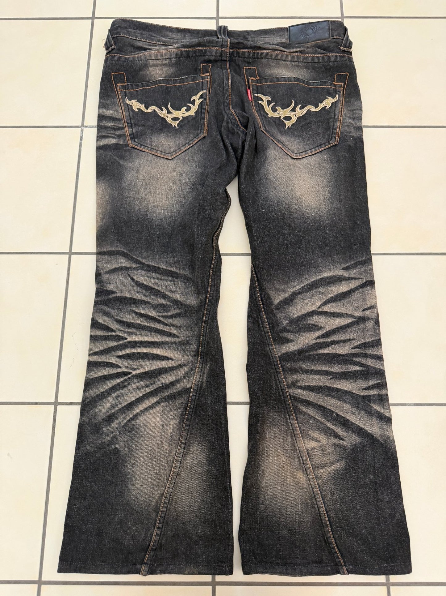 Tornado Mart Evolved Rhinestone Tribal Flared Pants - wintexarchive