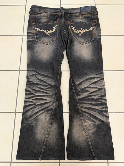 Tornado Mart Evolved Rhinestone Tribal Flared Pants - wintexarchive