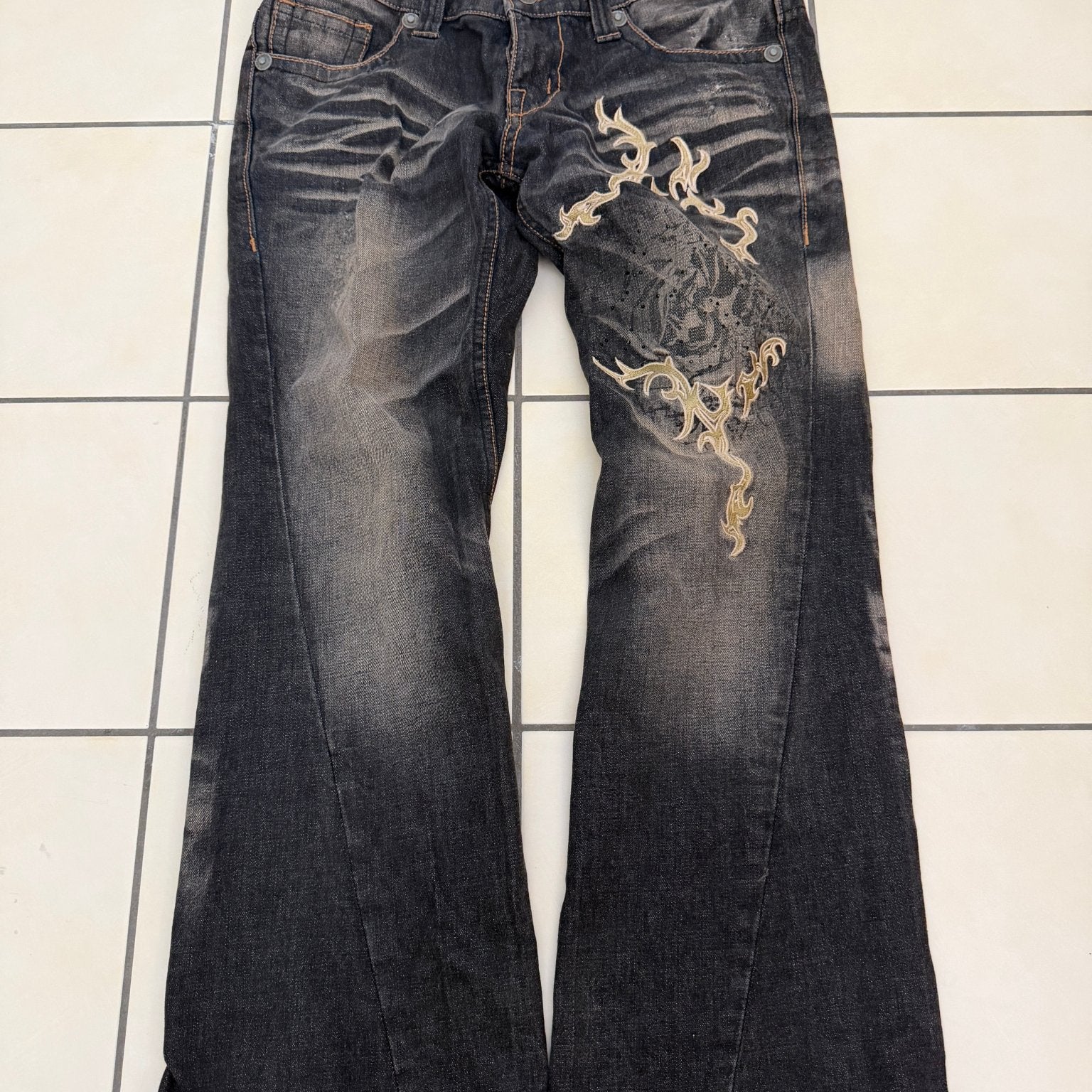 Tornado Mart Evolved Rhinestone Tribal Flared Pants - wintexarchive