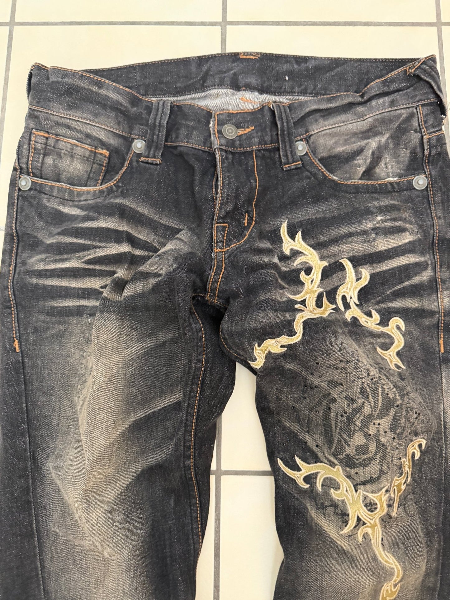 Tornado Mart Evolved Rhinestone Tribal Flared Pants - wintexarchive