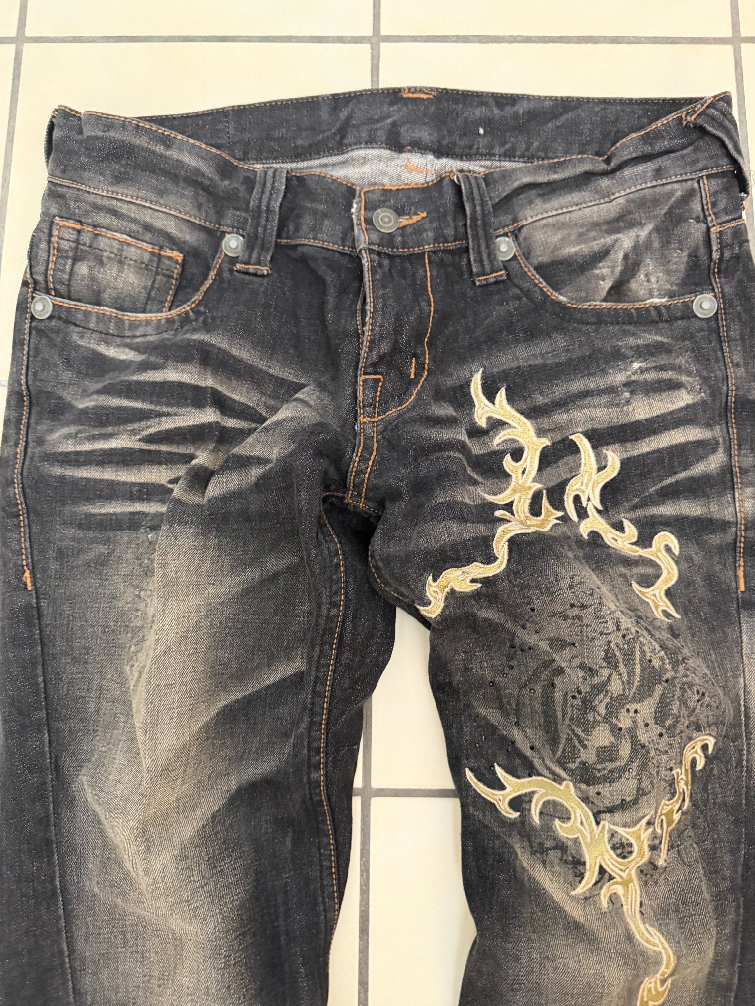 Tornado Mart Evolved Rhinestone Tribal Flared Pants - wintexarchive