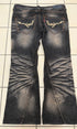 Tornado Mart Evolved Rhinestone Tribal Flared Pants - wintexarchive
