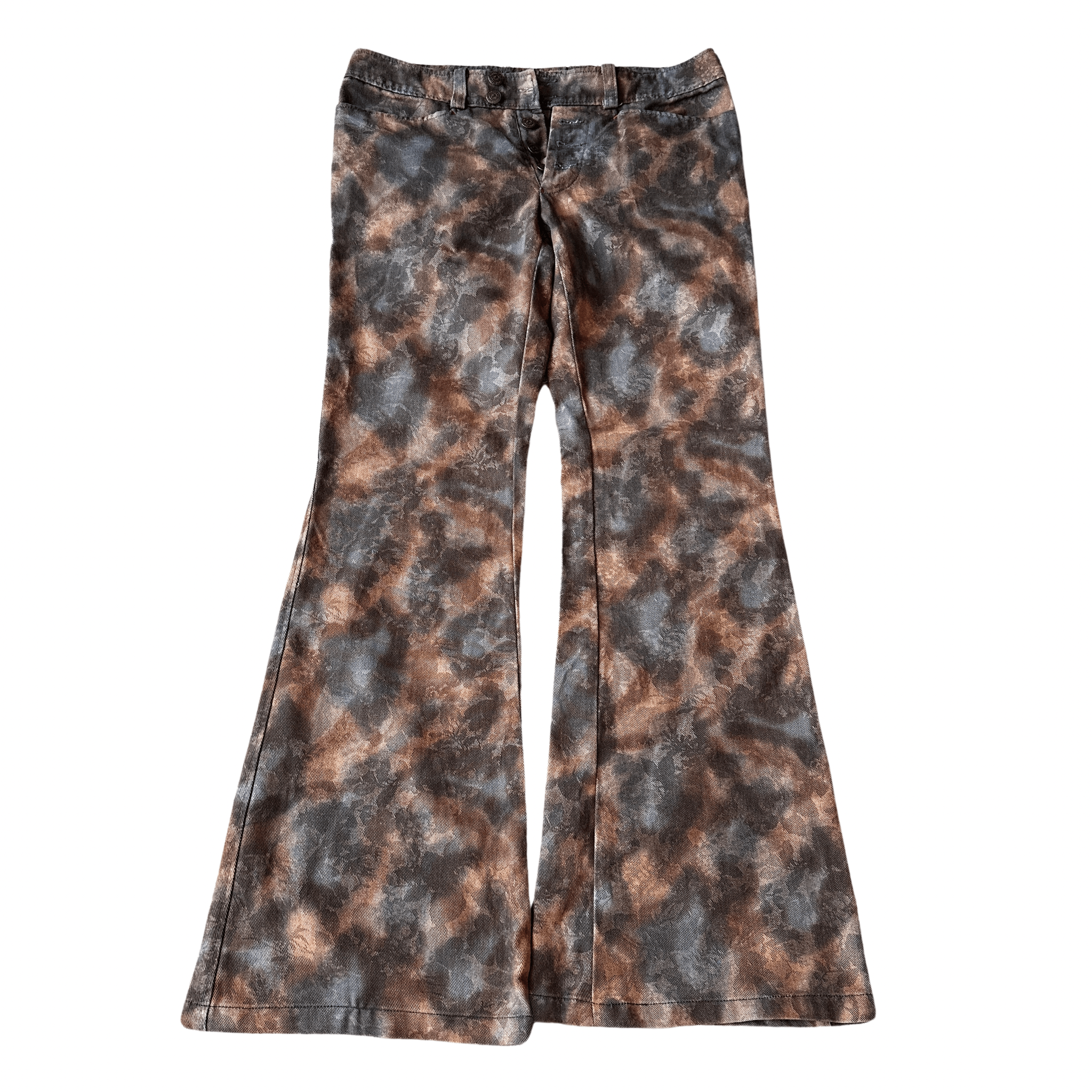 Tornado Mart Flower Imprinted Flared Denim - wintexarchive