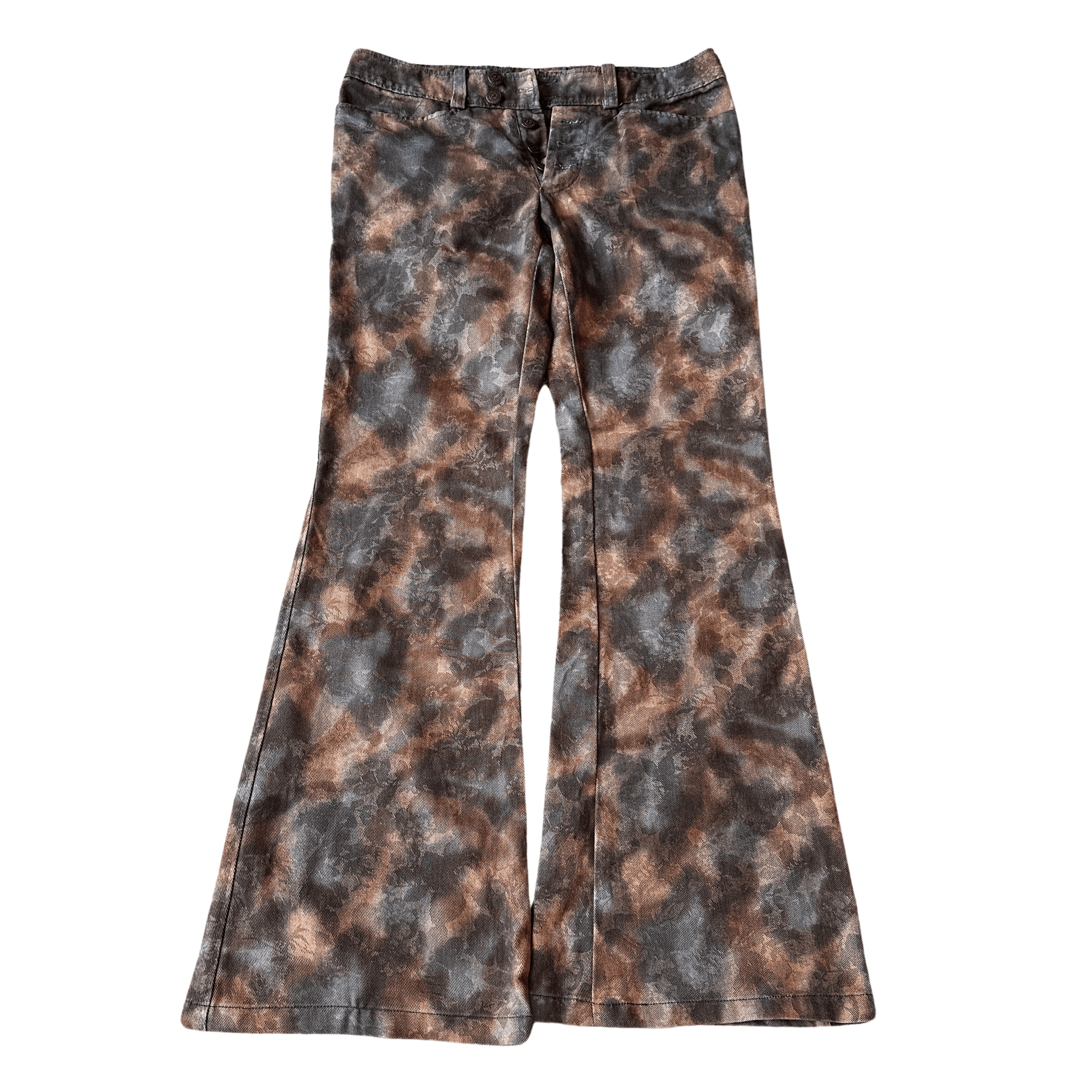 Tornado Mart Flower Imprinted Flared Denim - wintexarchive