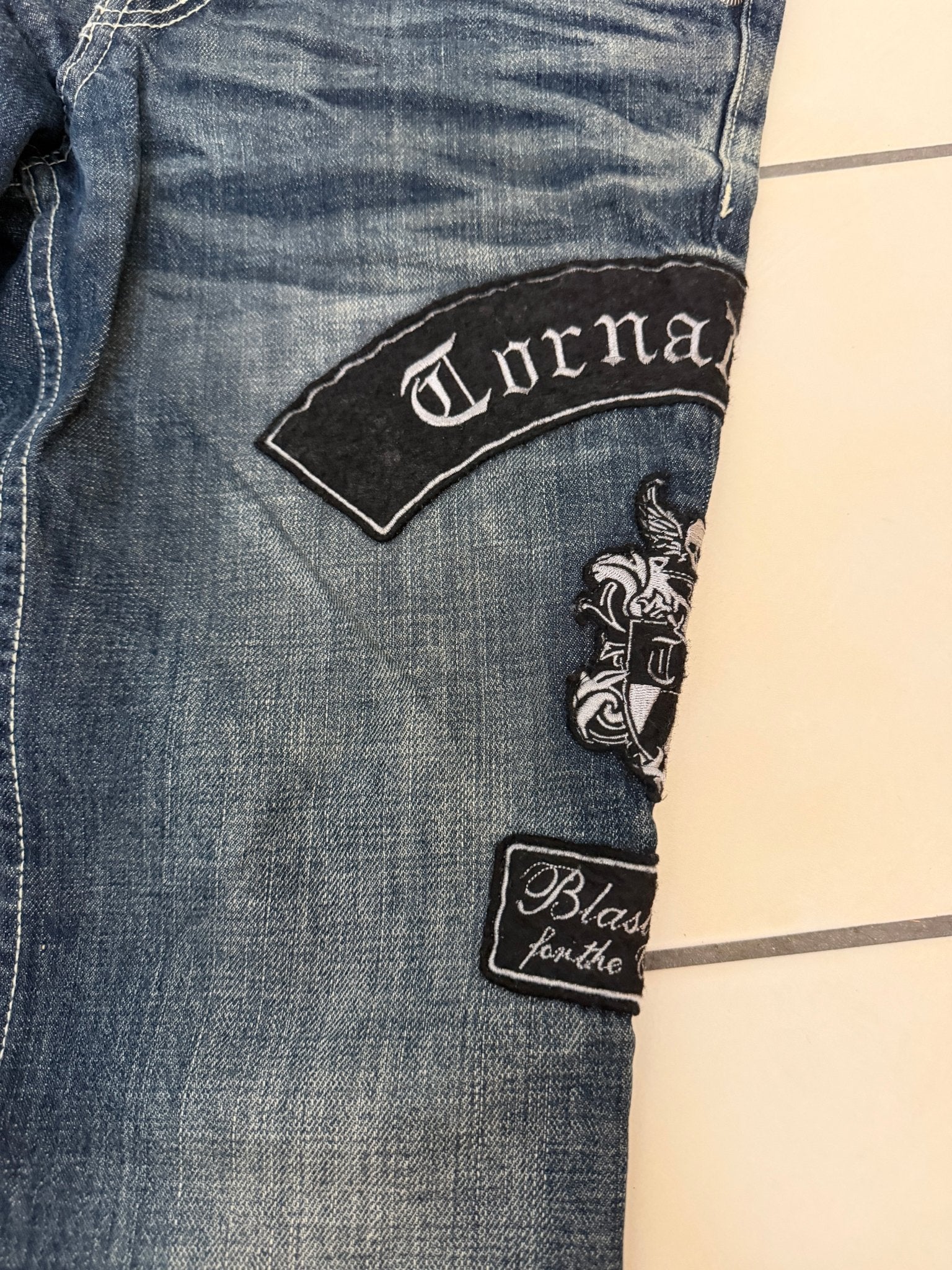 Tornado Mart Patched Bell Bottom Pants - wintexarchive