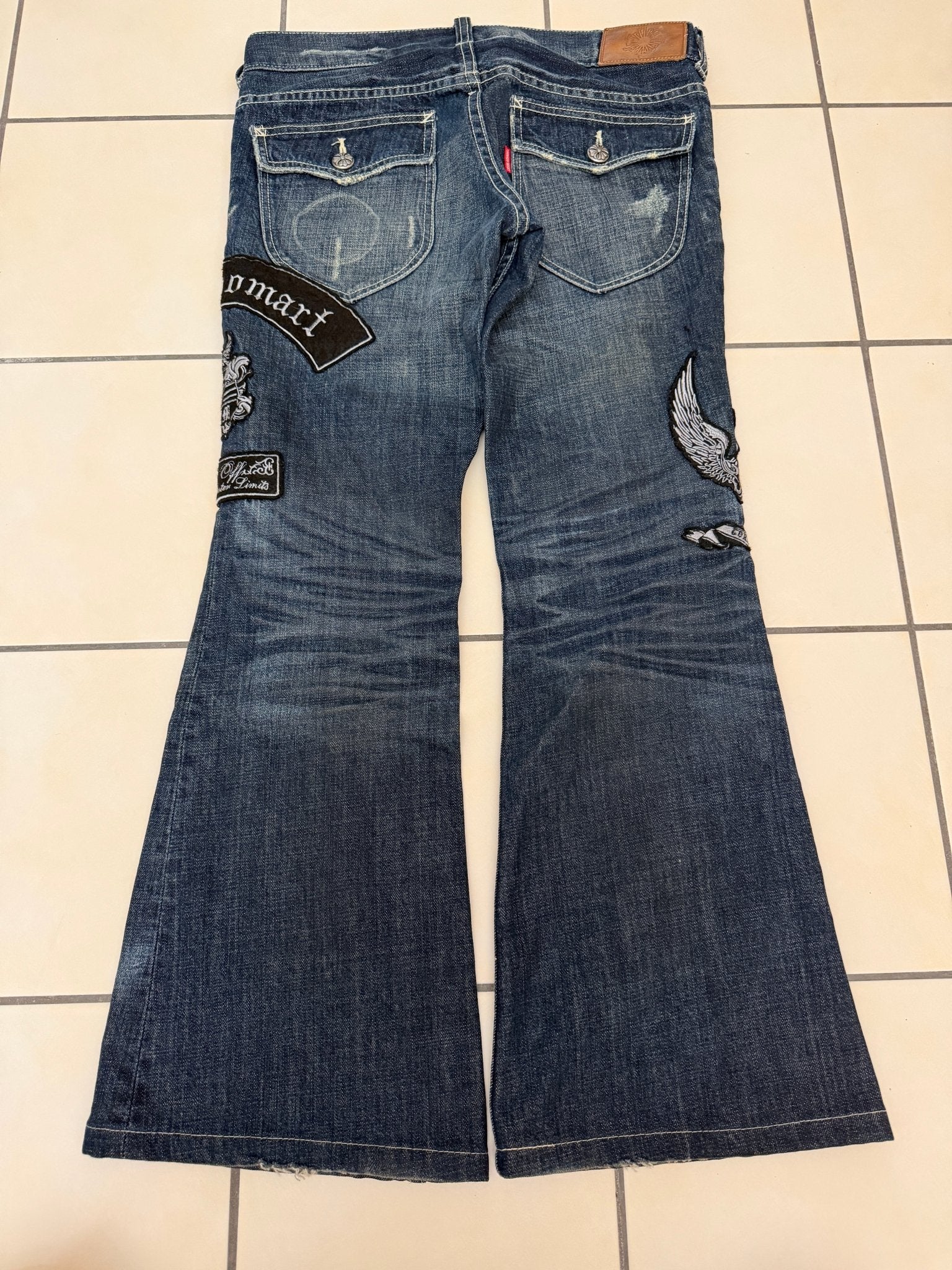 Tornado Mart Patched Bell Bottom Pants - wintexarchive
