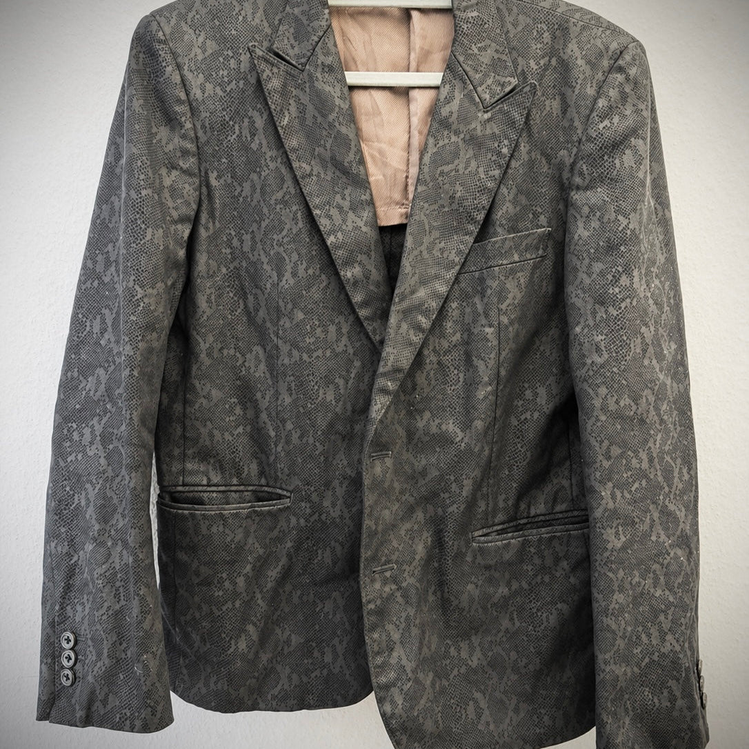 Tornado Mart Python Coating Padded Shoulders Blazer - wintexarchive