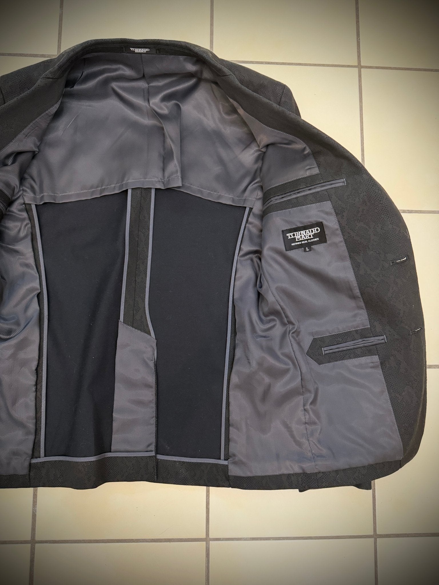 Tornado Mart Python Coating Padded Shoulders Blazer - wintexarchive