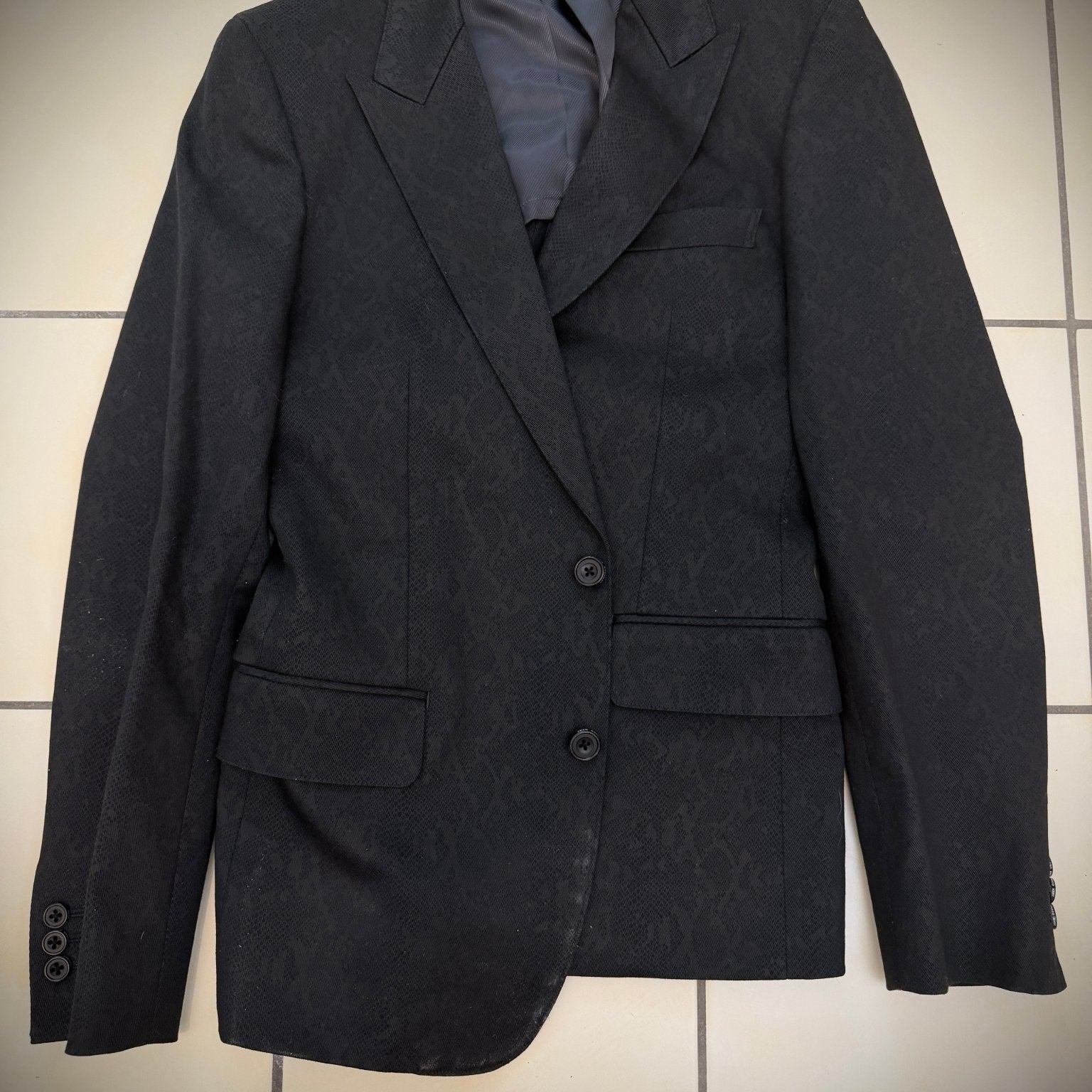 Tornado Mart Python Coating Padded Shoulders Blazer - wintexarchive