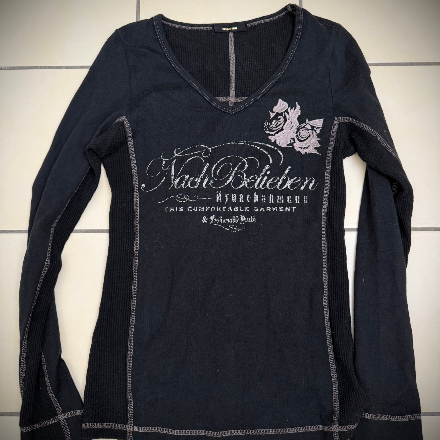 Tornado Mart Ribbed Cotton Rose Cross Longsleeve - wintexarchive
