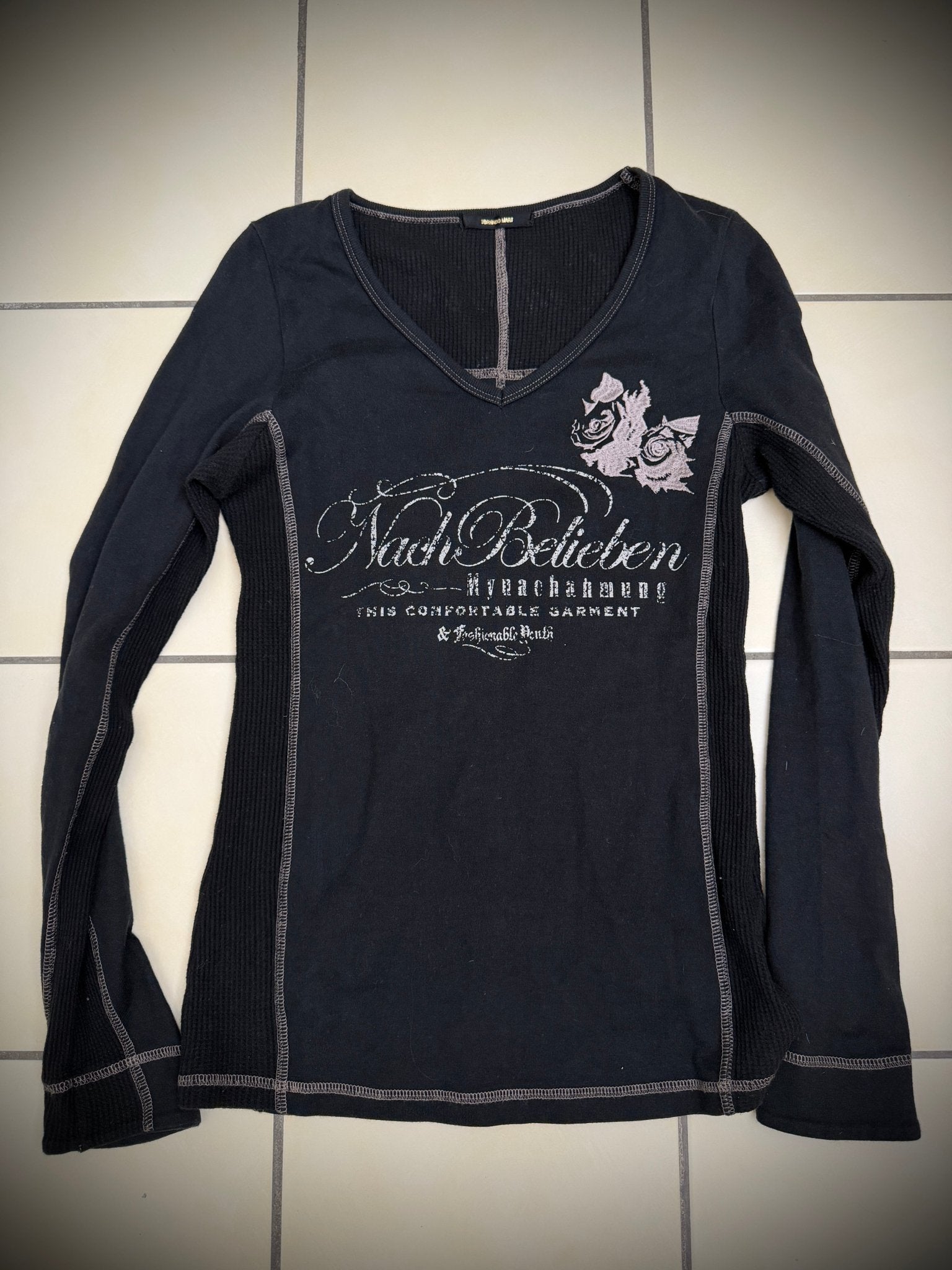 Tornado Mart Ribbed Cotton Rose Cross Longsleeve - wintexarchive