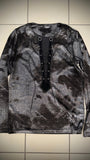 Tornado Mart Shiny Croc Micro Suede Laced Up Longsleeve - wintexarchive