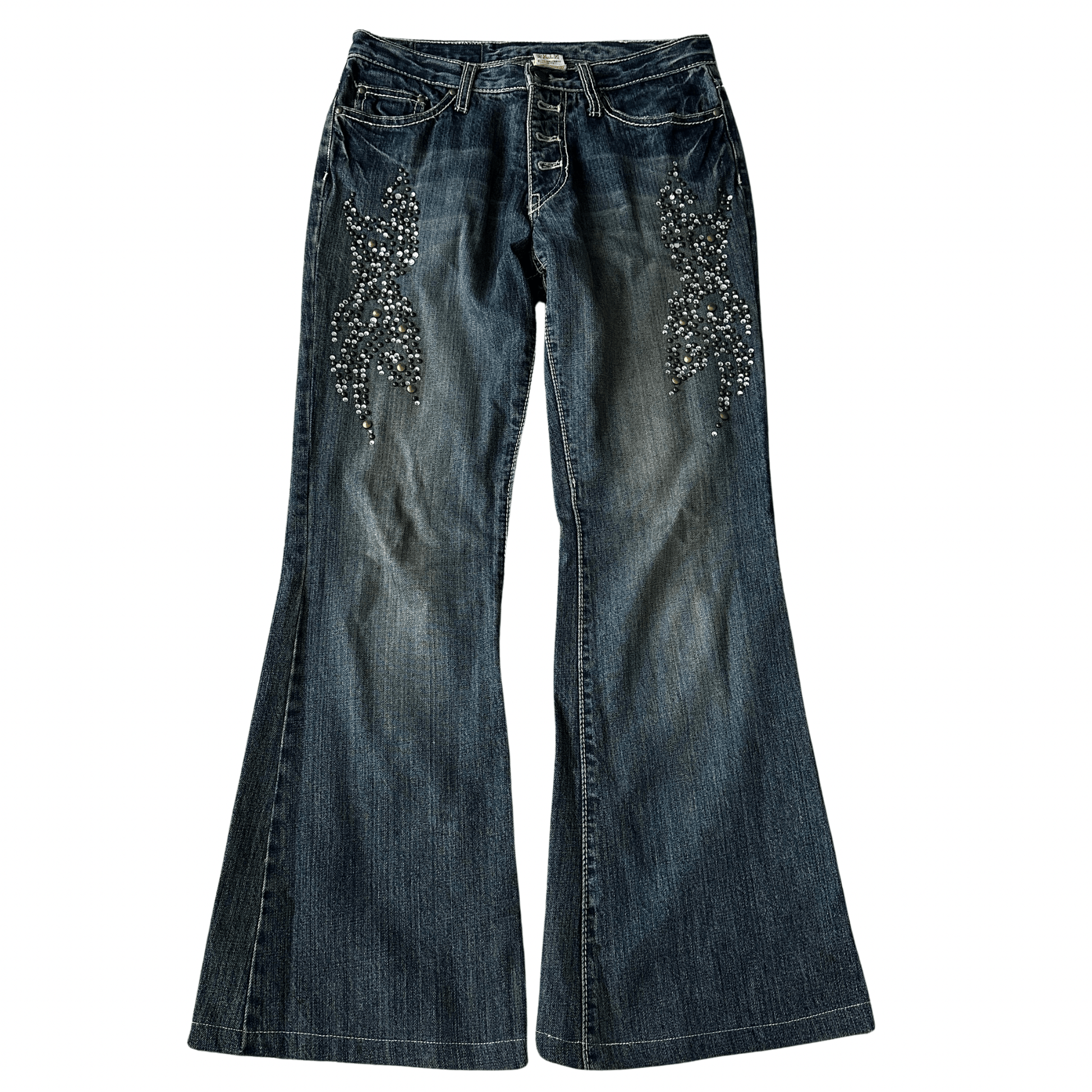 Tornado Mart Studded Flared Denim - wintexarchive